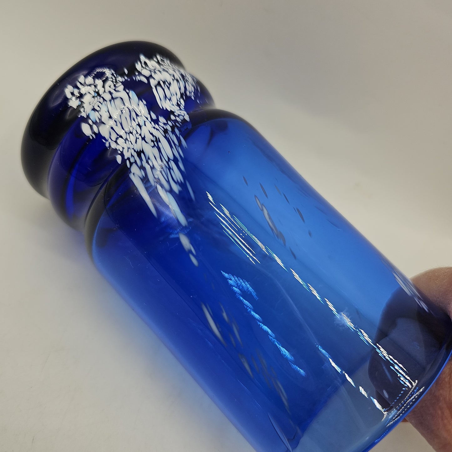 Hand Blown Cobalt+White Glass