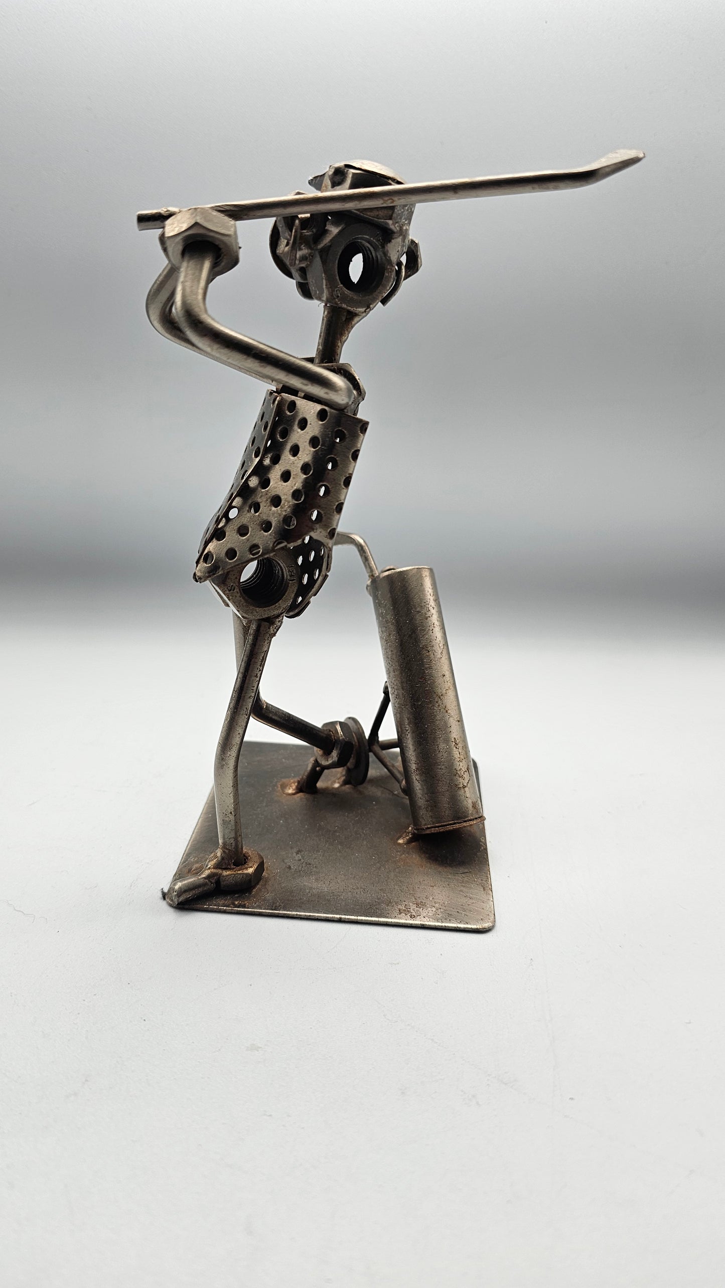 Vintage Metal Art Nut and Bolt Golfer