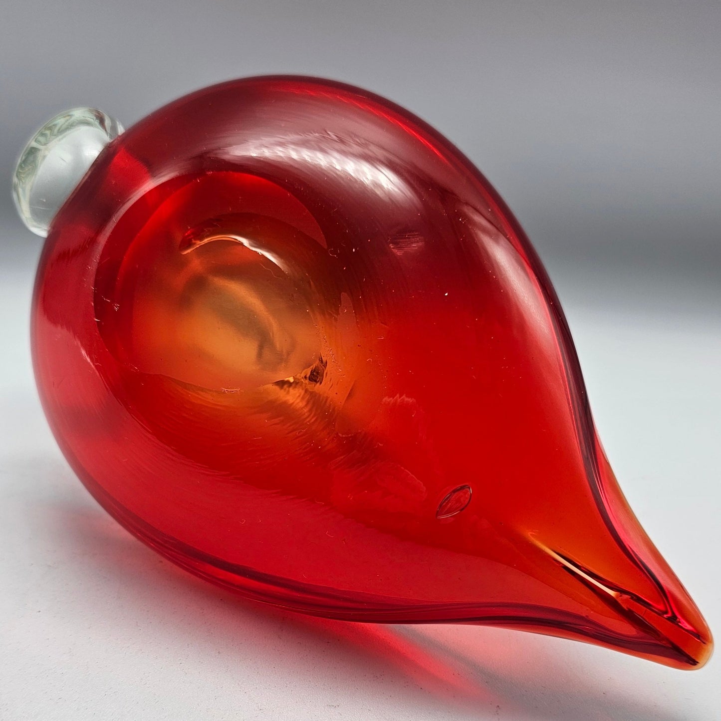 Vintage UV Reactive Amberina Red Glass Swan Dish