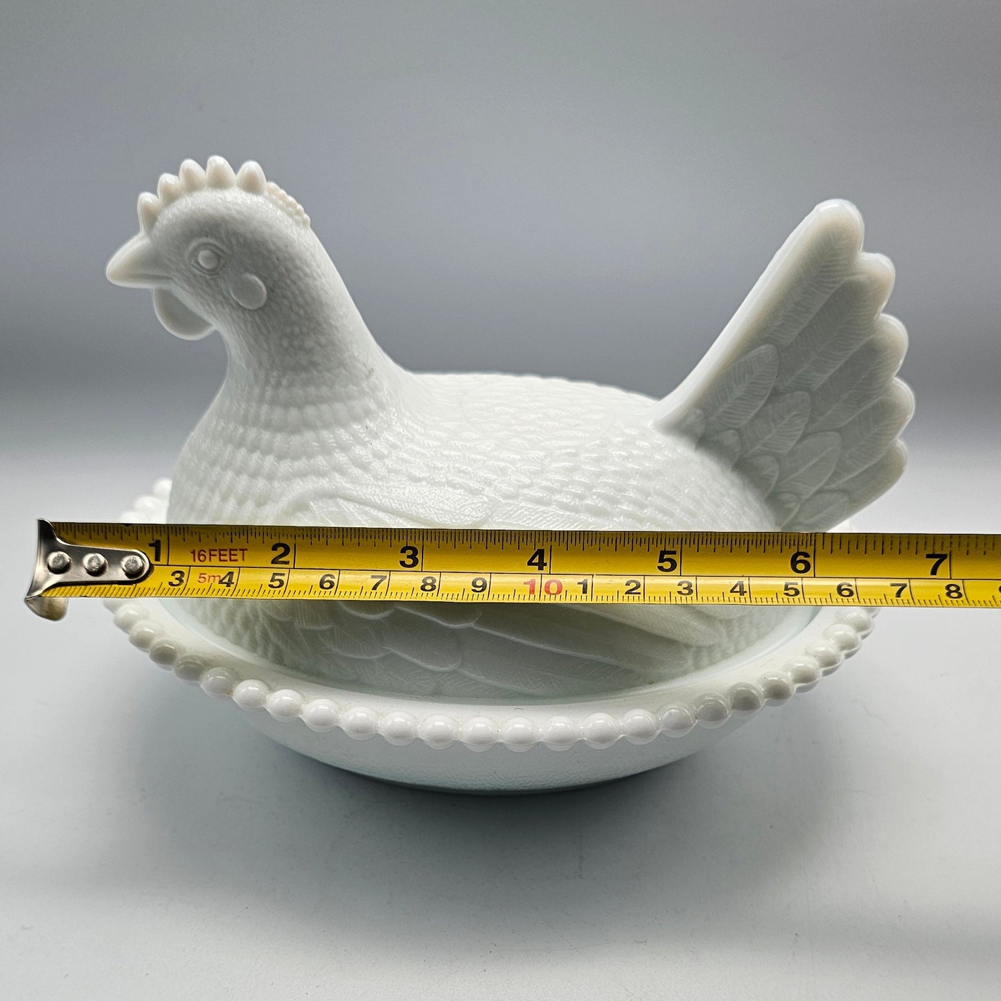 Vintage White Milk Glass Chicken on Nest