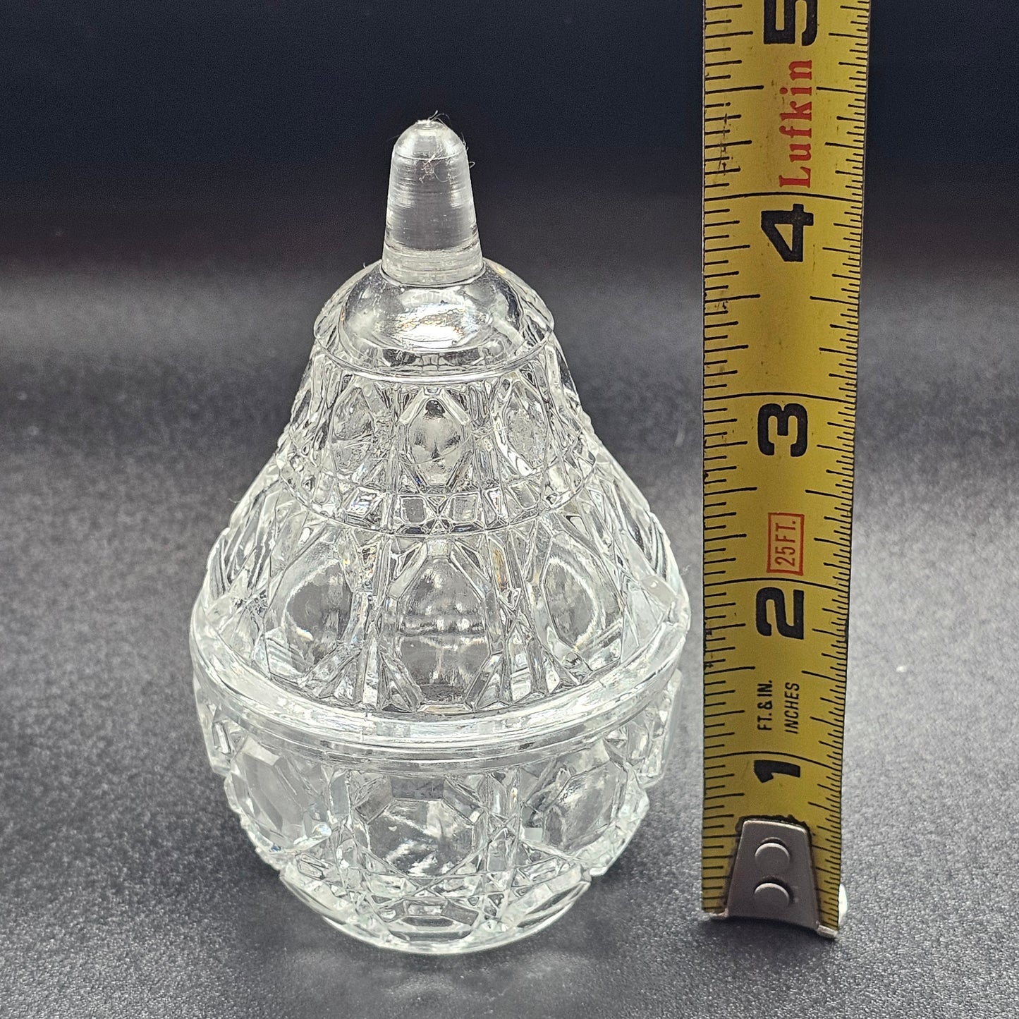 Vintage Crystal Pear Lidded Candy or Trinket Dish