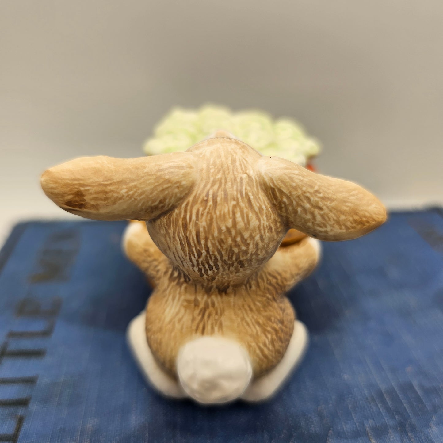 Happy Ears Bunny with Carrot Basket Ceramic Trinket Box