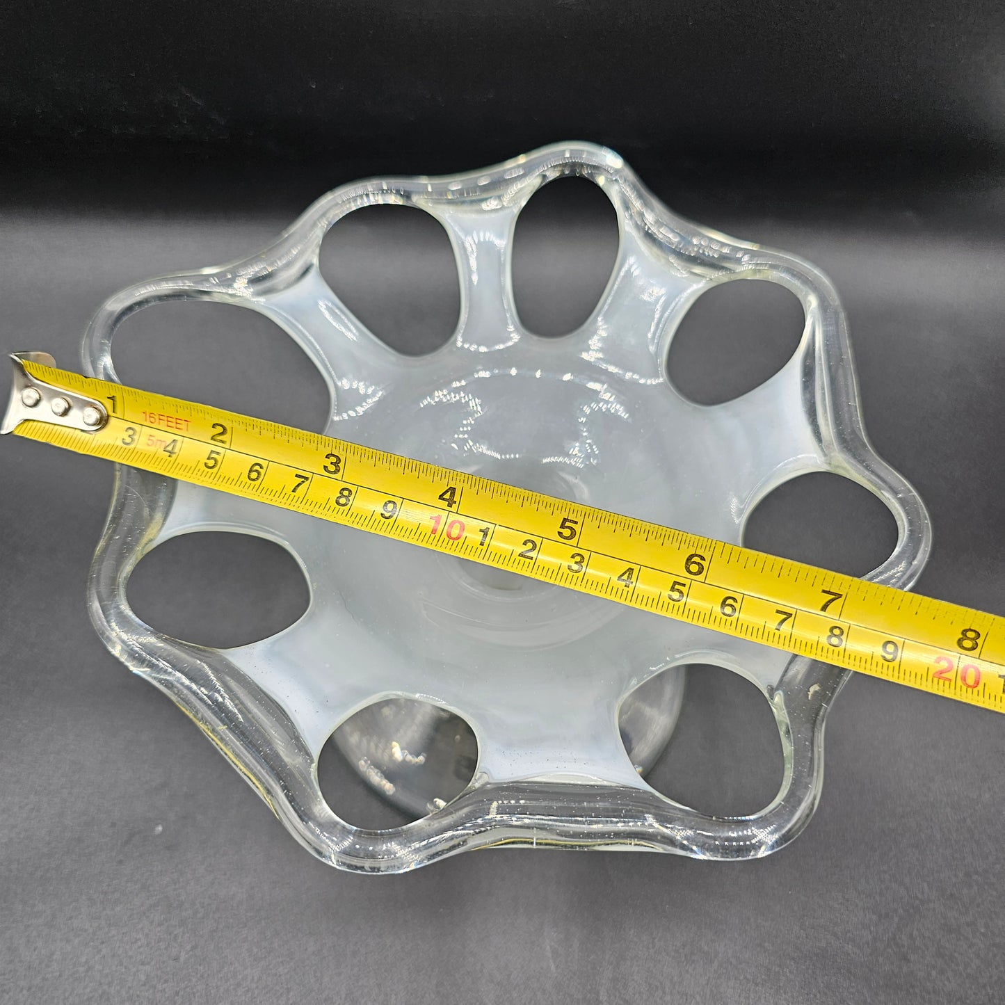 Reticulated Art Glass Taper Candle Holder