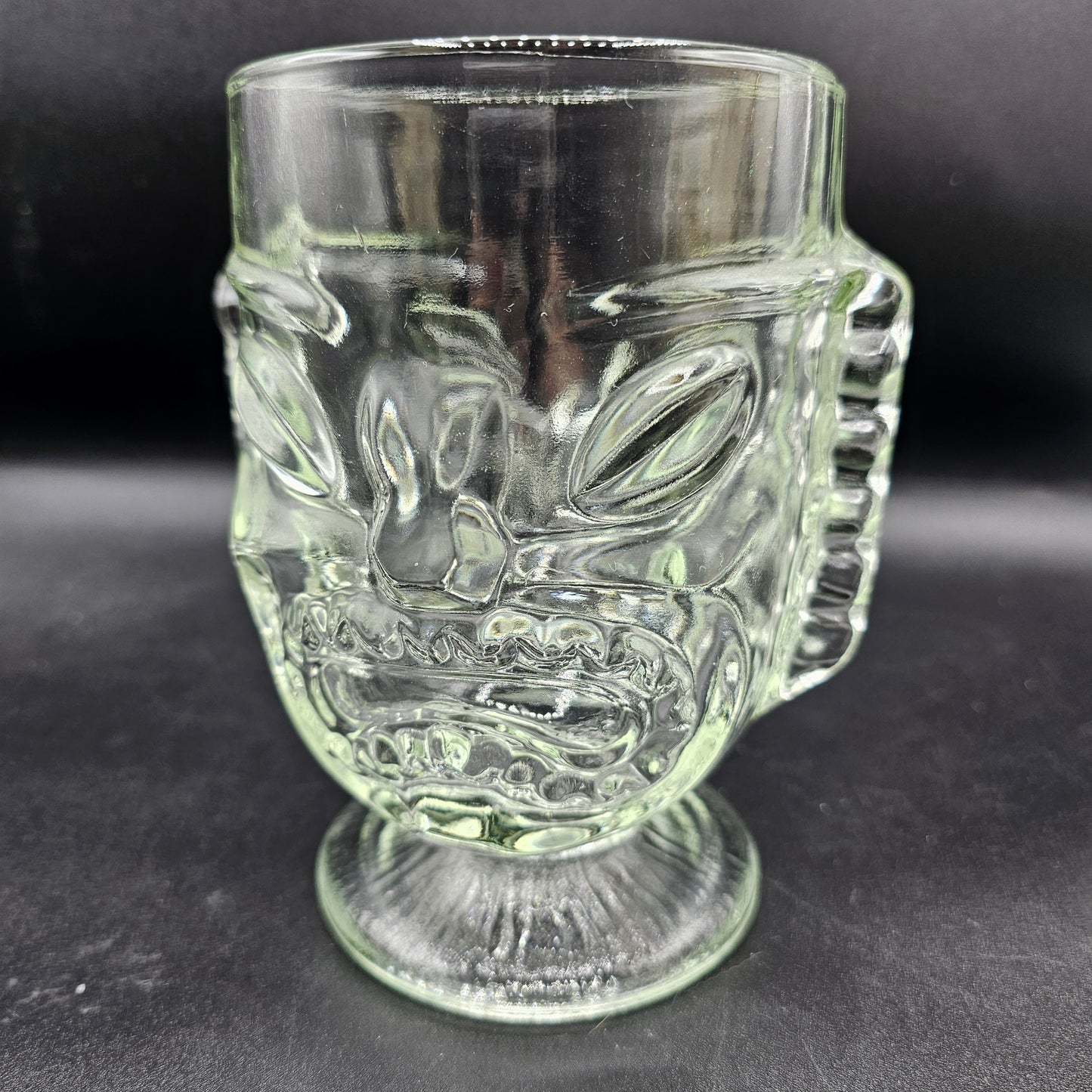 Happy / Sad Face Tiki Style Pedestal Glass
