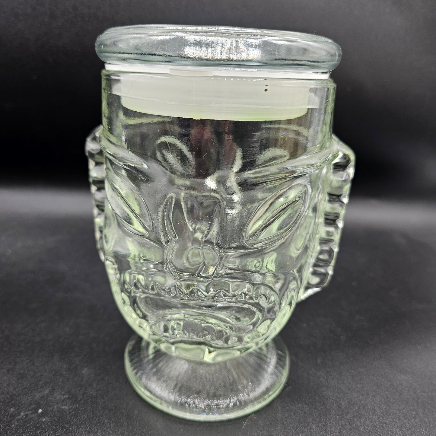 Happy / Sad Face Tiki Style Pedestal Glass