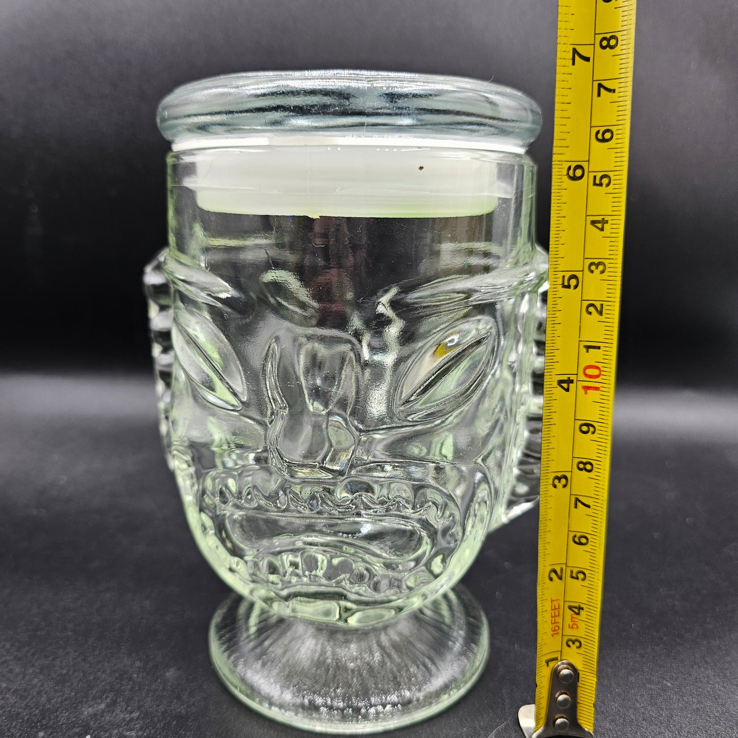 Happy / Sad Face Tiki Style Pedestal Glass