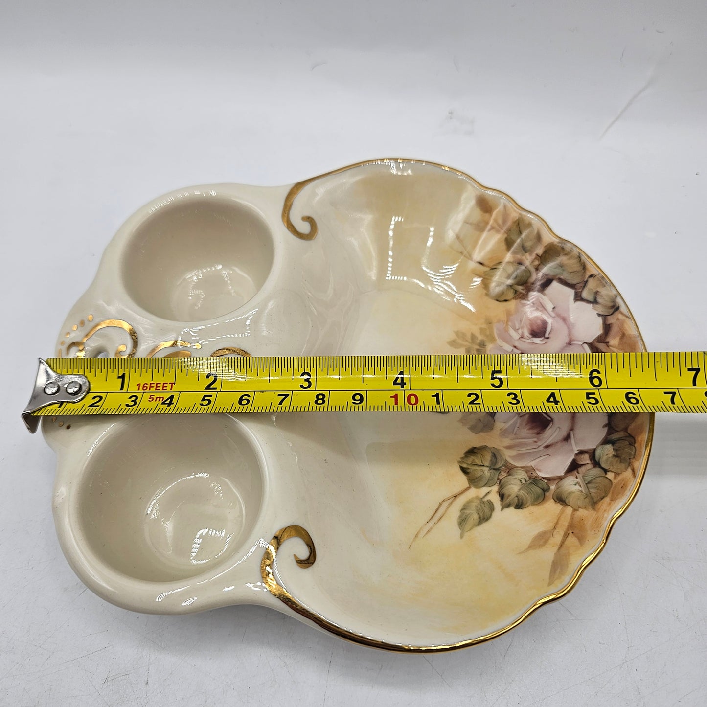 Vintage Hand Painted and Signed Egg Serving Dish