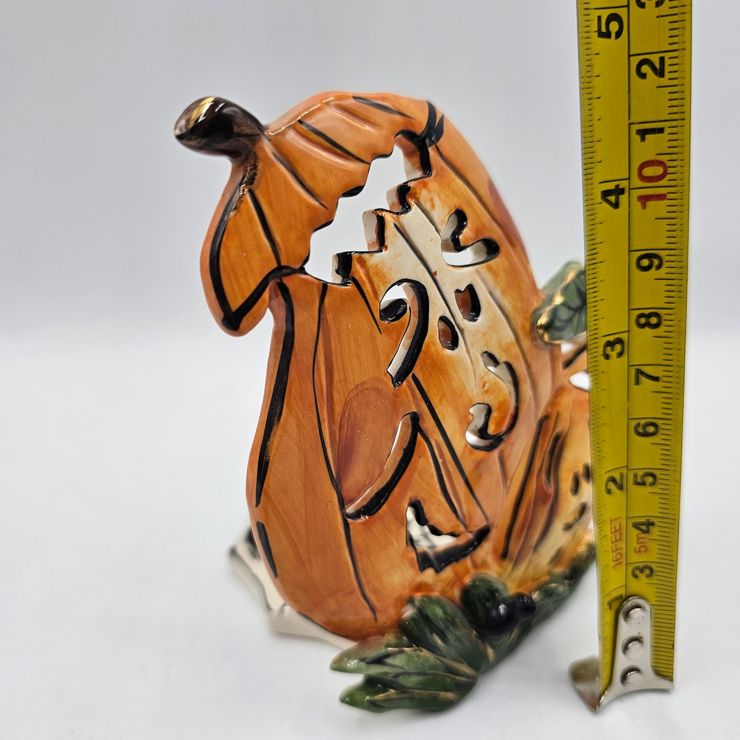 Blue Sky Clayworks Jack O Lantern Carved Pumpkin Tea Light Holder