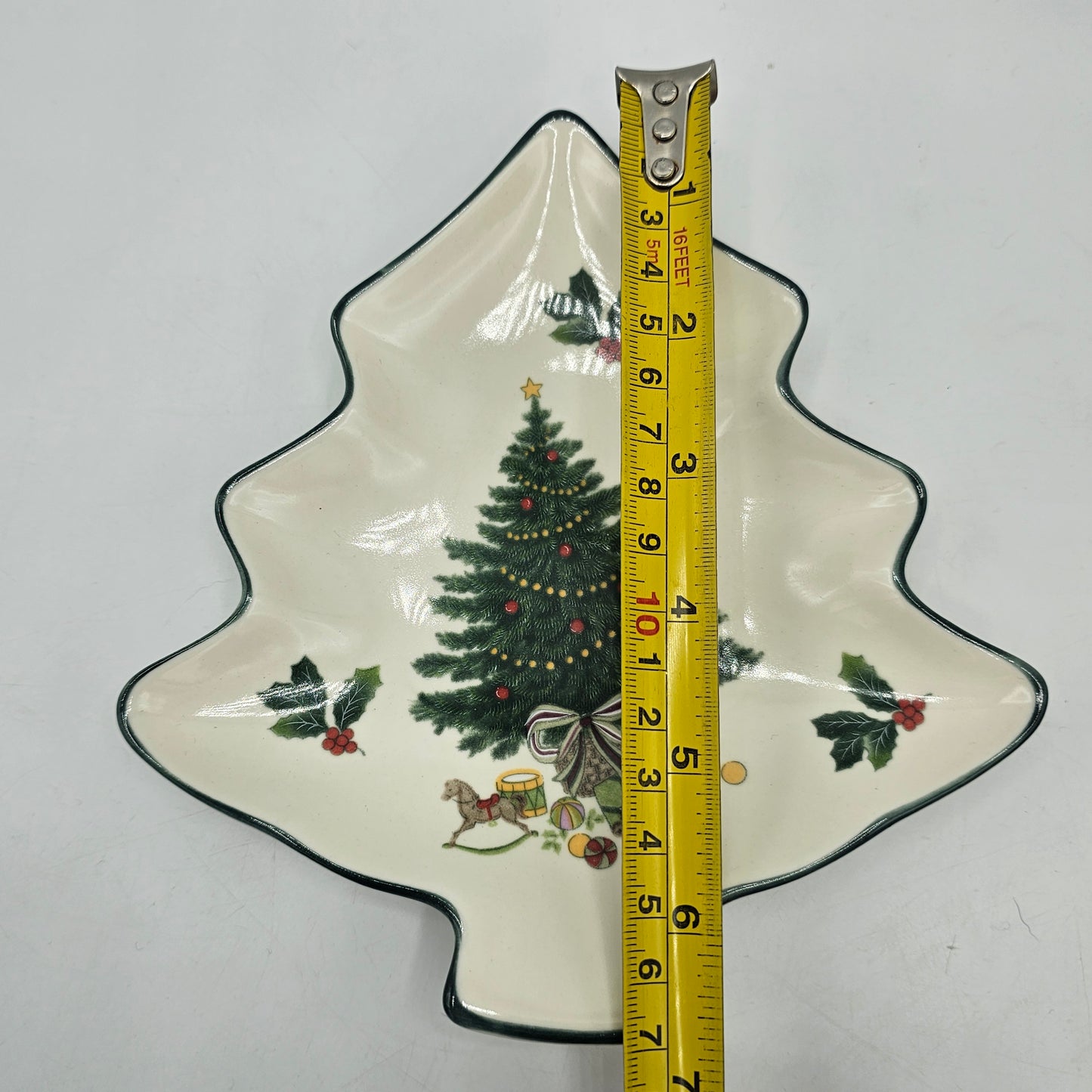 Mikasa Heritage Cabob Christmas Story Tree Shaped Trinket Dish. 6.5" tall