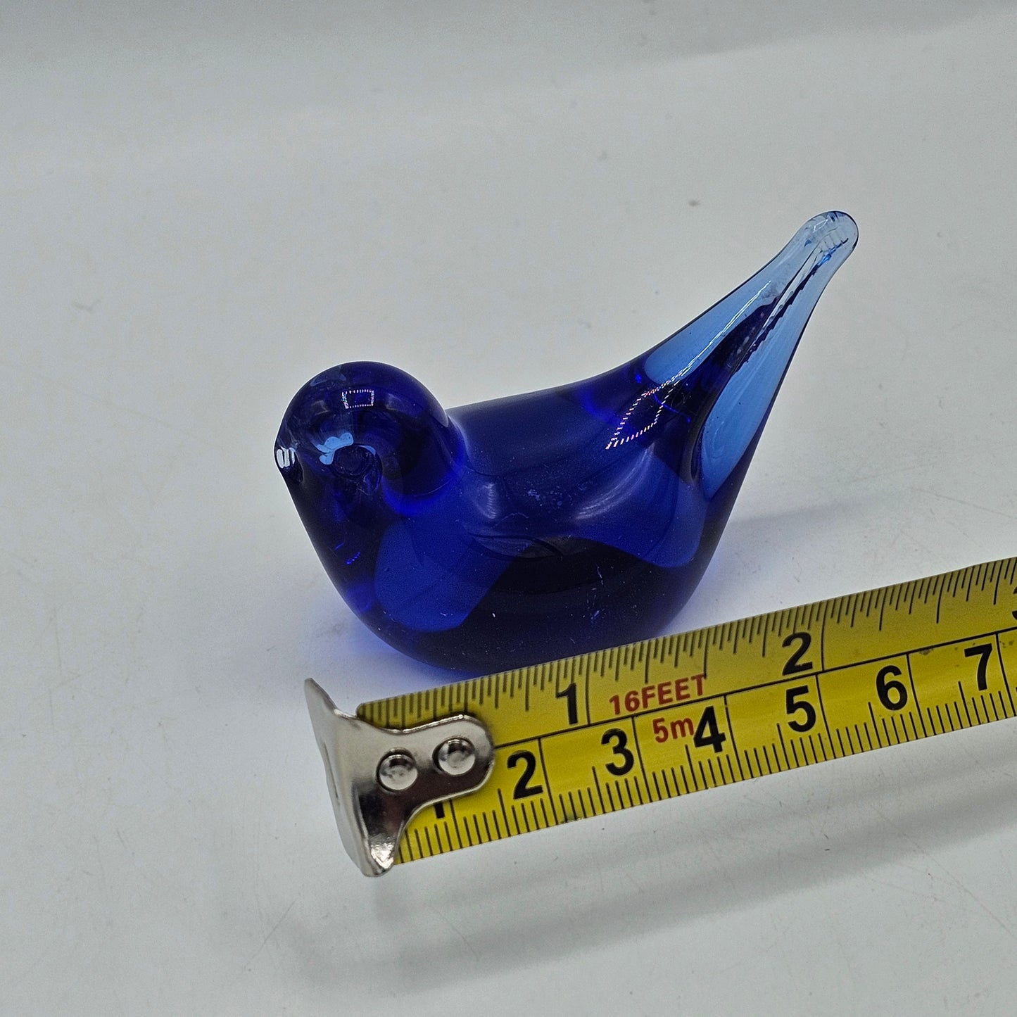 Vintage Cobalt Blue Art Glass Bluebird. 2.75" across