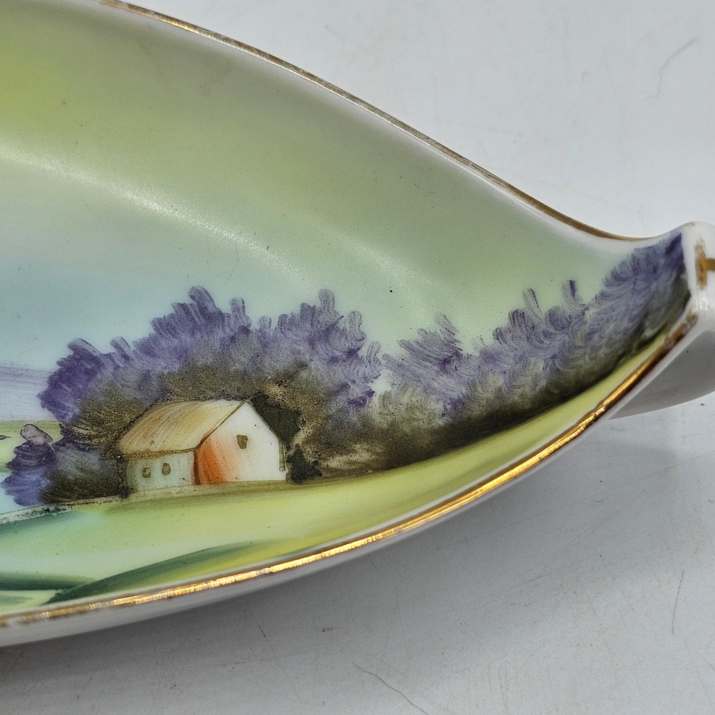 Japanese Hand Painted Boat Shaped Trinket Dish