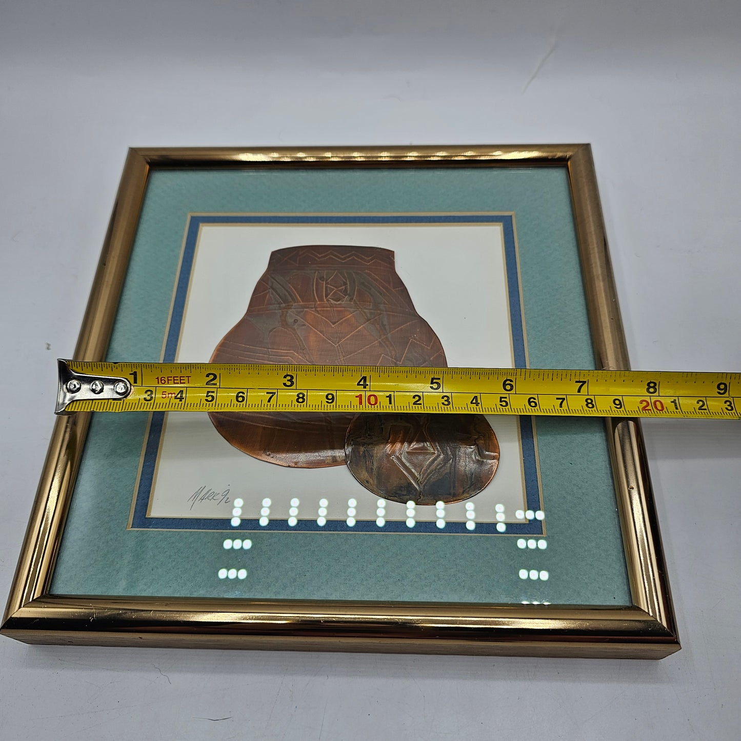 Original Signed Mark and Jean Oberkirsh Southwest Designs in Copper Framed Art