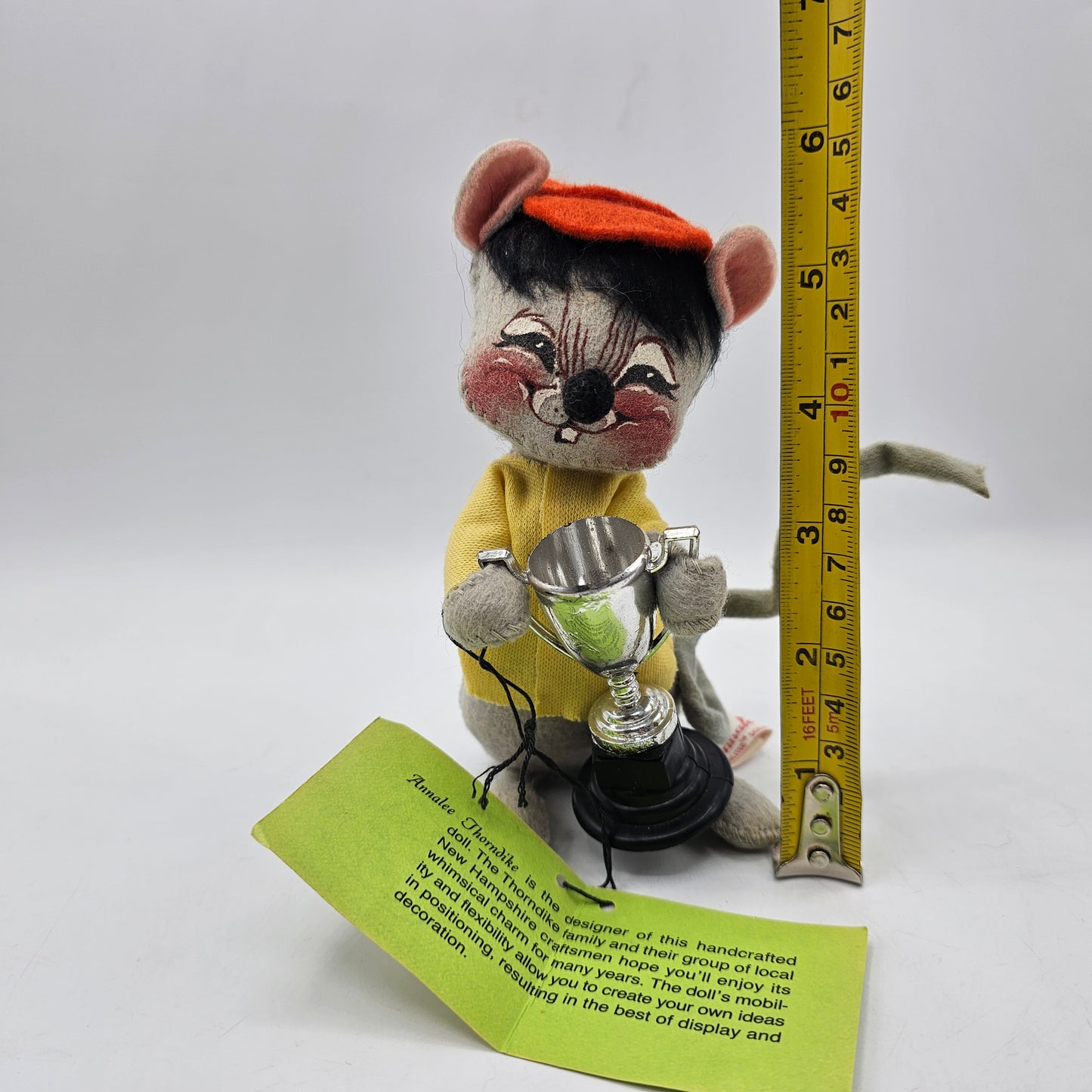 Annalee Mobilitee Doll - Mouse with Trophy - Original Tag 1970