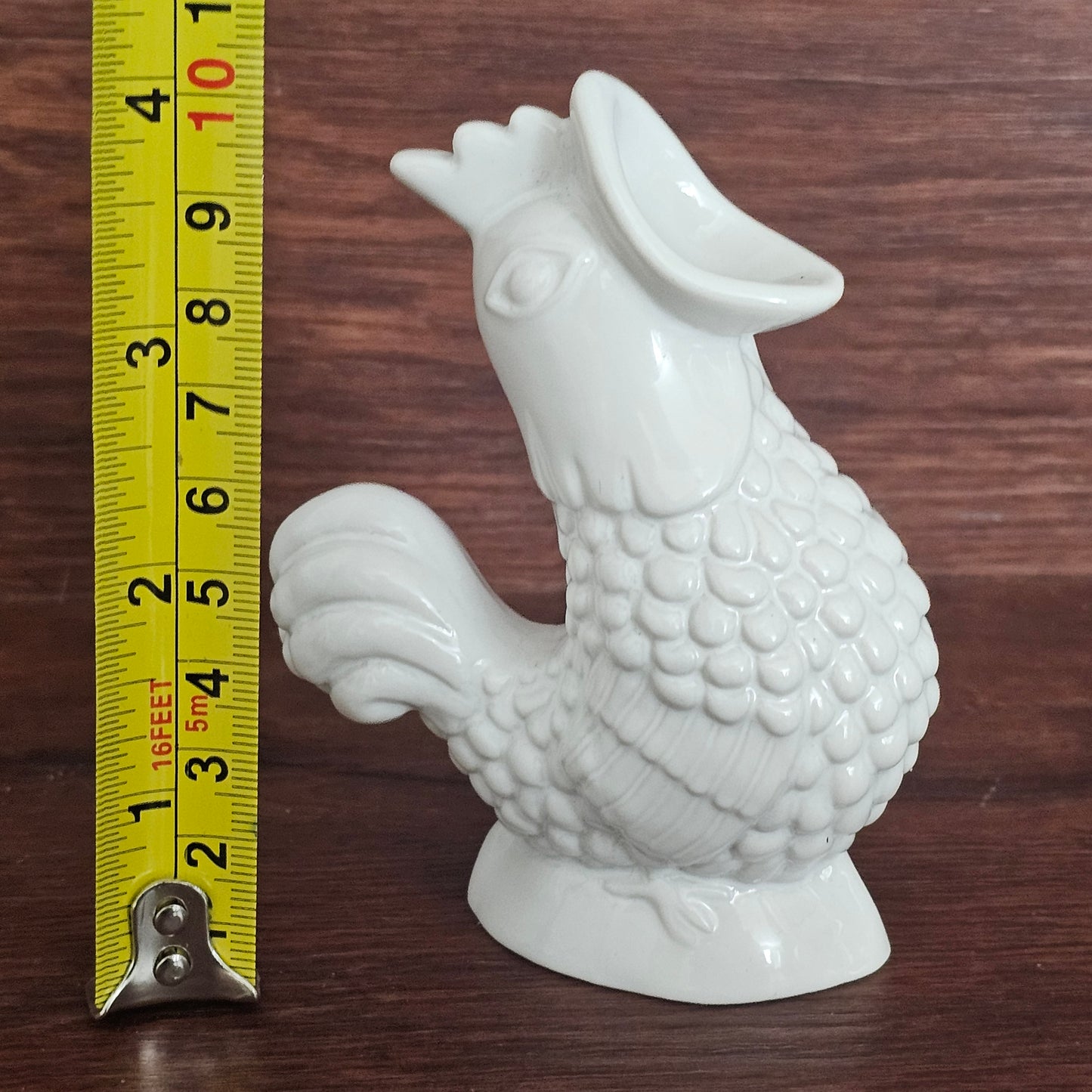 Wade Gluggle Jug Miniature Rooster White Ceramic 4" Tall