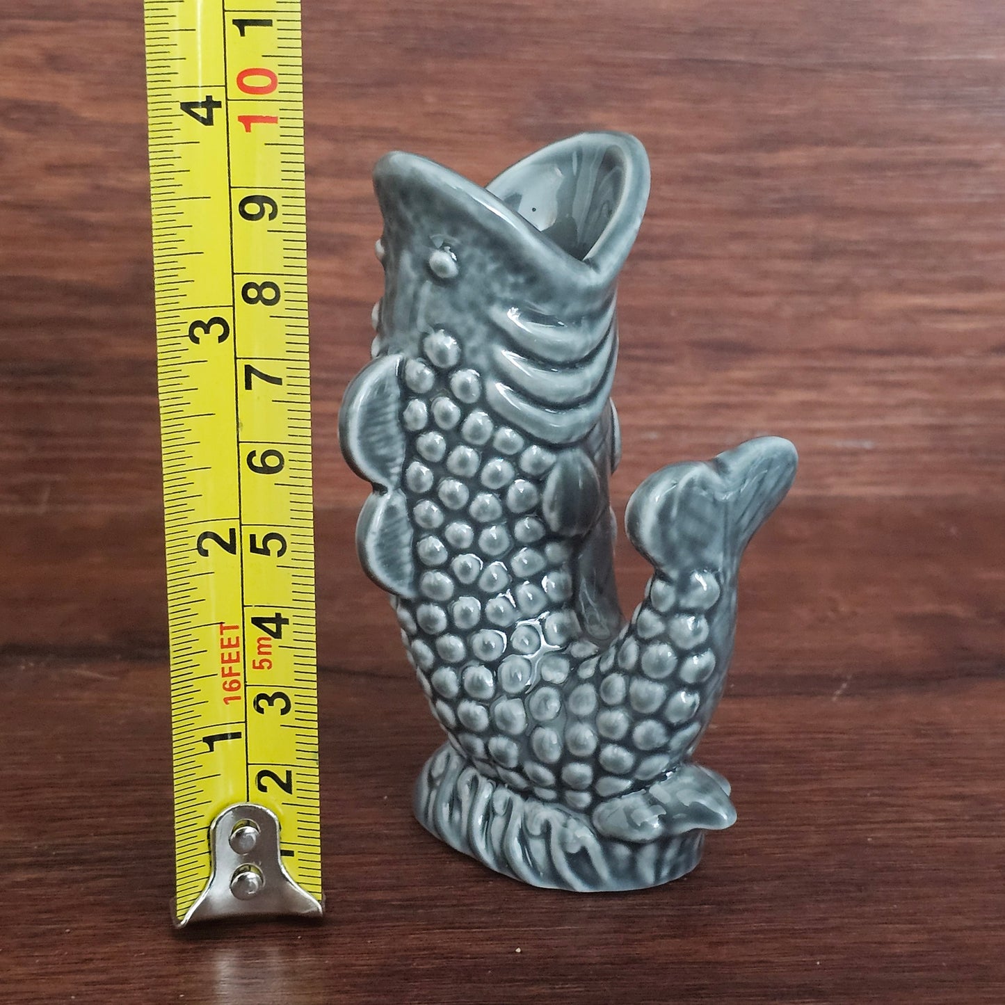 Wade Gluggle Jug Miniature Koi Fish Gray Ceramic 3.75" Tall
