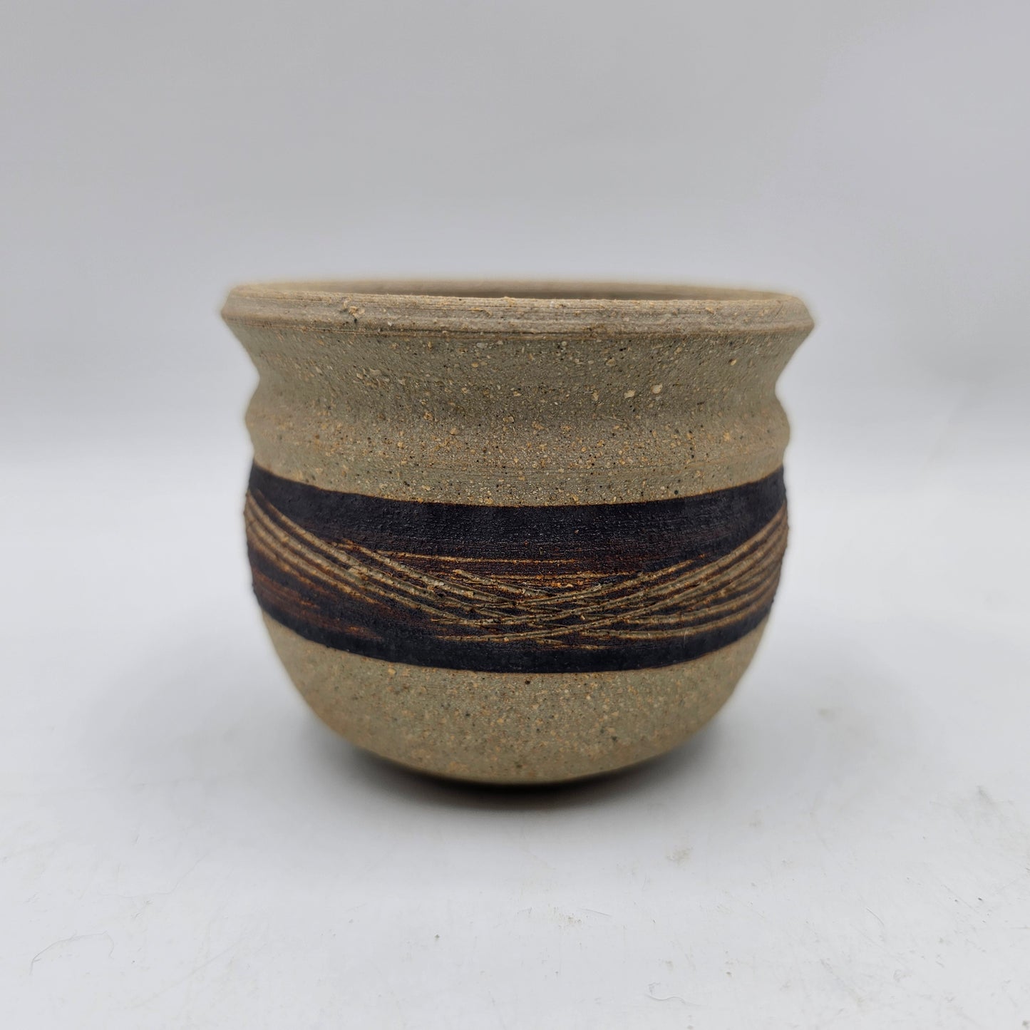 Small Brown Art Pottery Planter - Artist Signed