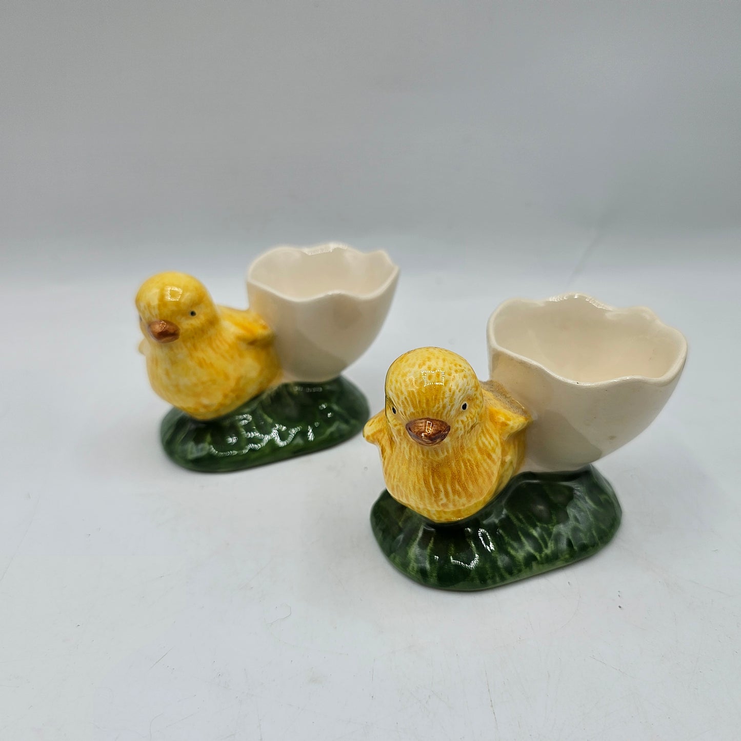 Ceramic Chick and Broken Egg Egg Cup Made in Portugal by Bordello Pinheiro - Set of 2