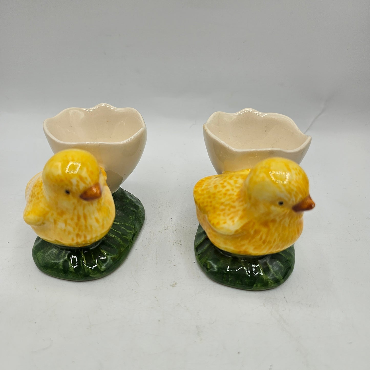 Ceramic Chick and Broken Egg Egg Cup Made in Portugal by Bordello Pinheiro - Set of 2