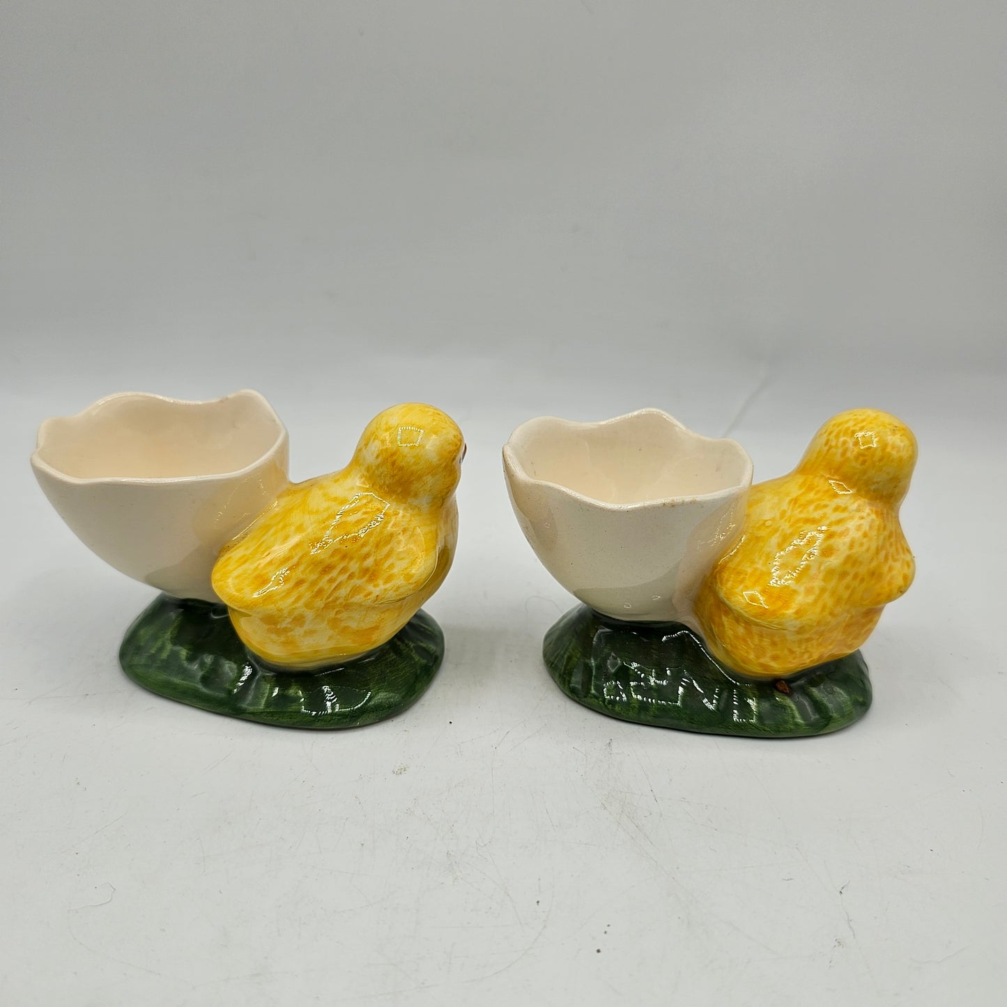 Ceramic Chick and Broken Egg Egg Cup Made in Portugal by Bordello Pinheiro - Set of 2