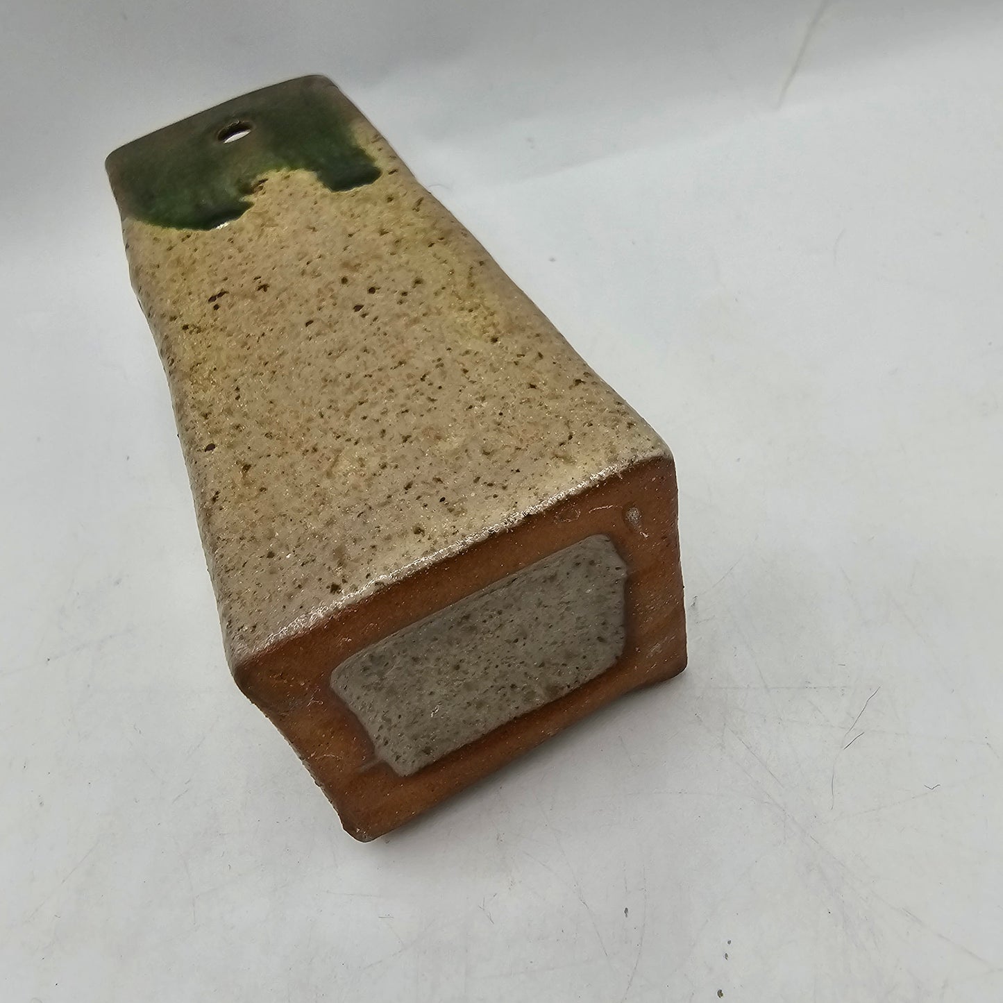 Green Drip Glazed Square Wall Pocket Vase