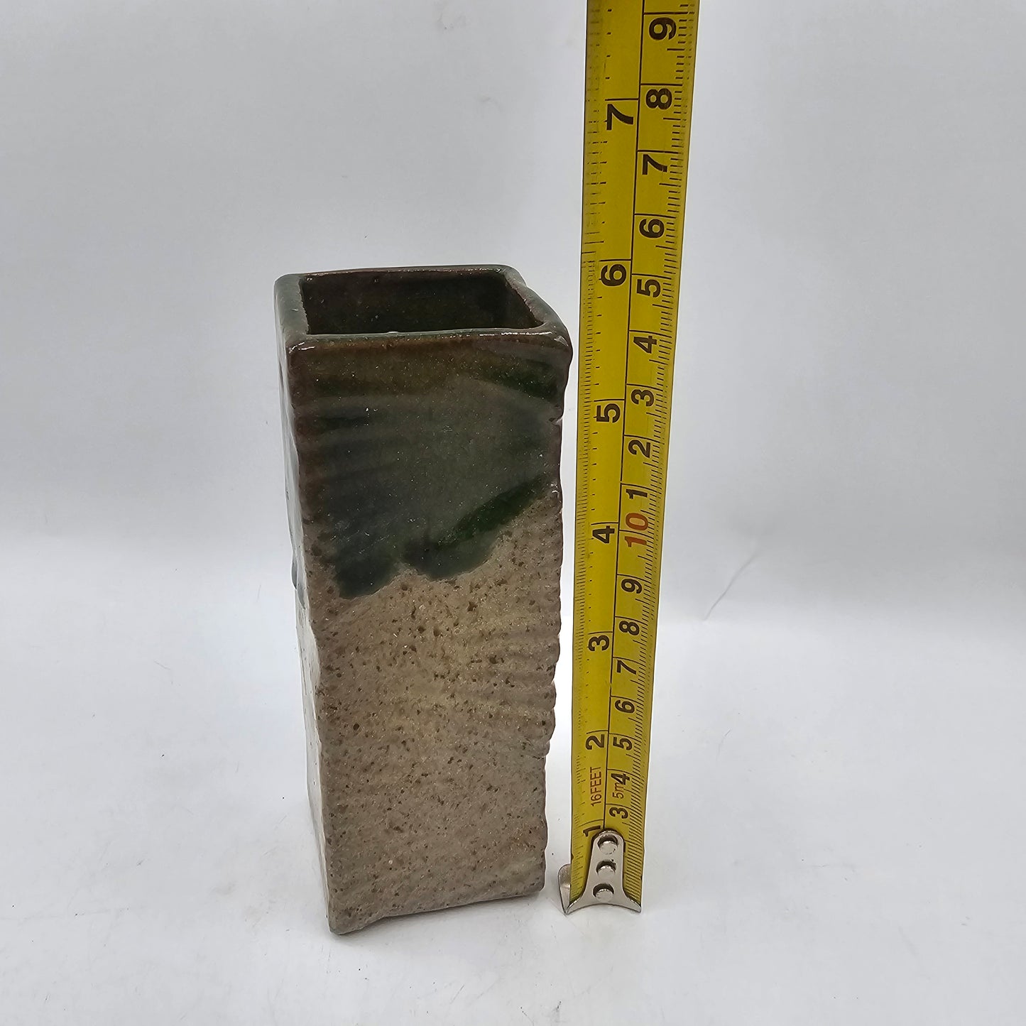 Green Drip Glazed Square Wall Pocket Vase
