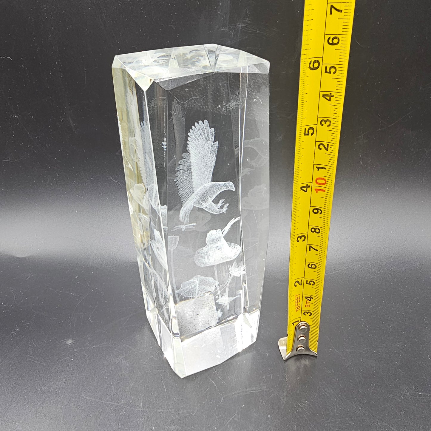 3D Crystal Laser Cut Paperweight with Eagle and Frog