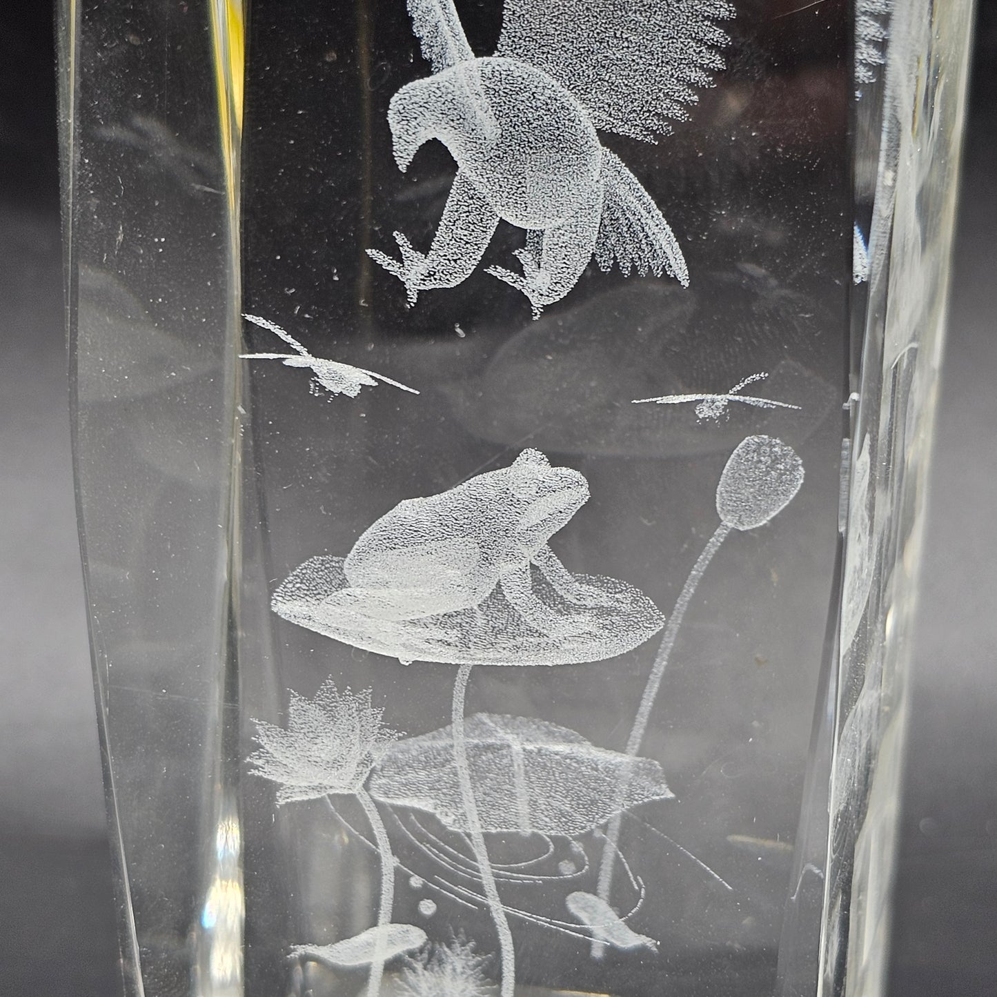 3D Crystal Laser Cut Paperweight with Eagle and Frog