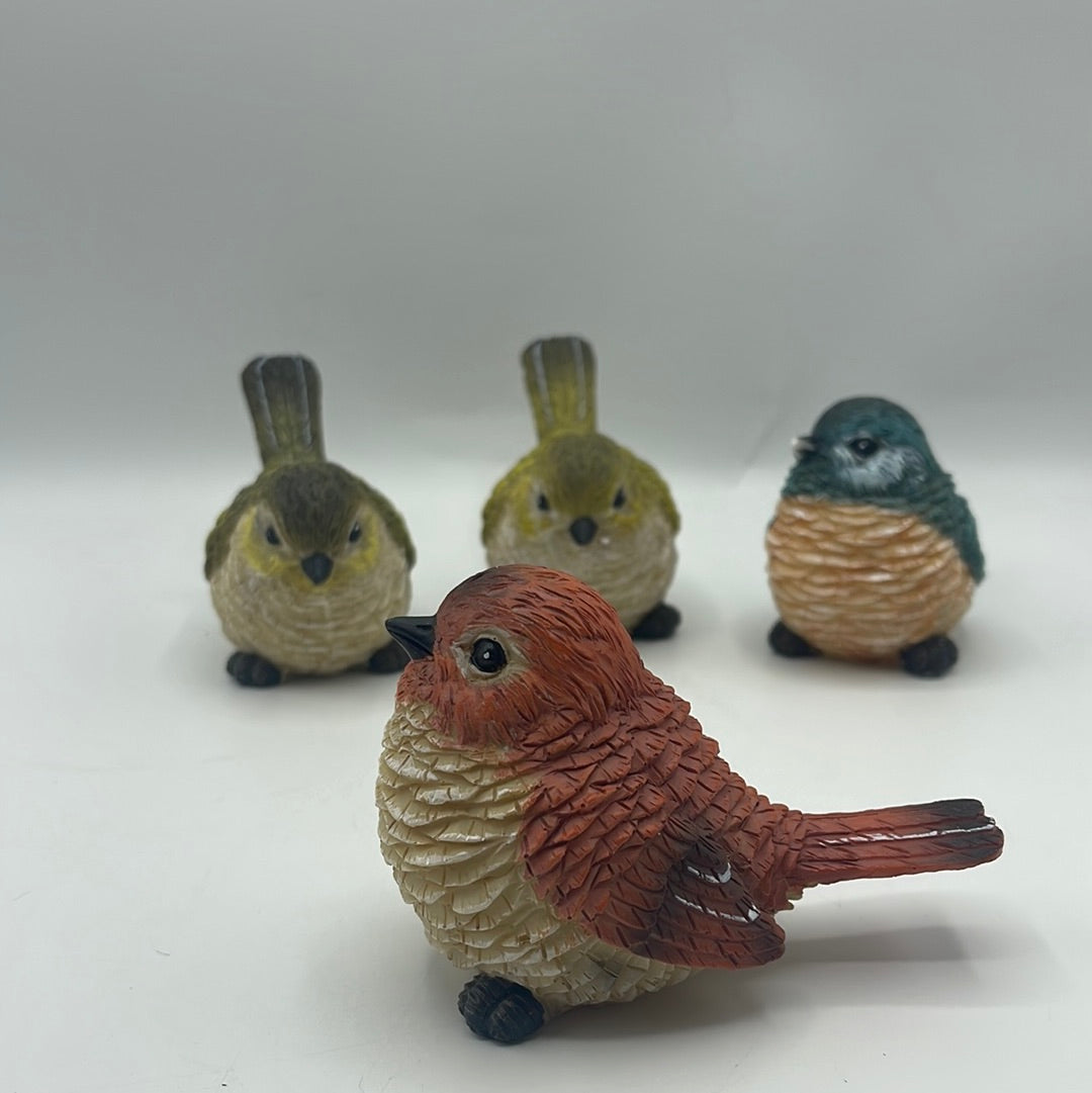 Resin Chubby Bird Figurines - set of 4