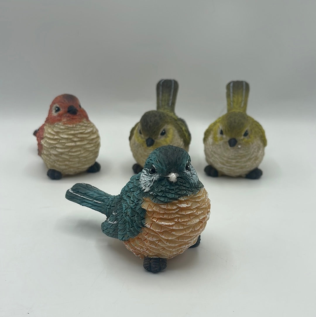Resin Chubby Bird Figurines - set of 4