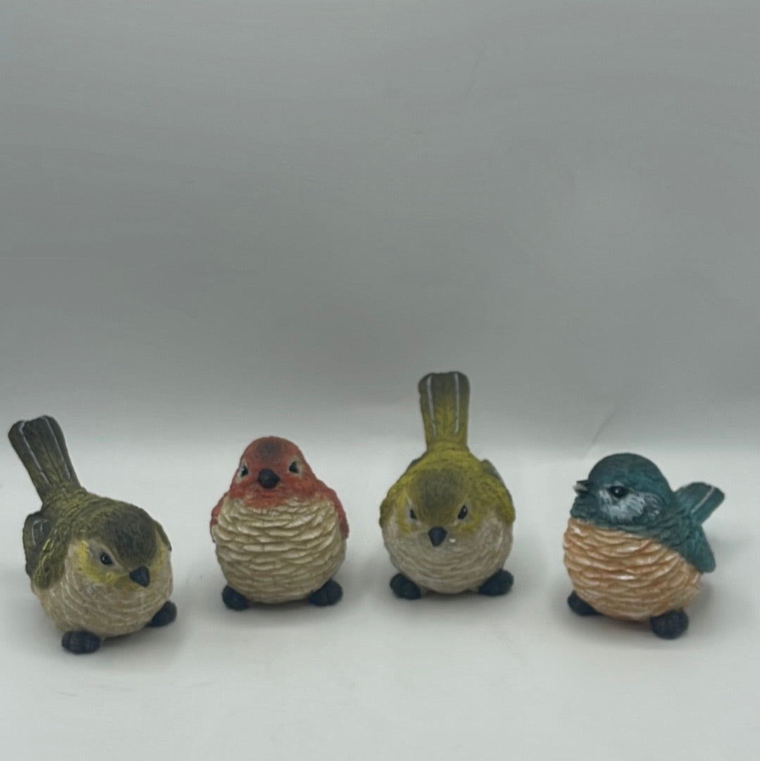 Resin Chubby Bird Figurines - set of 4