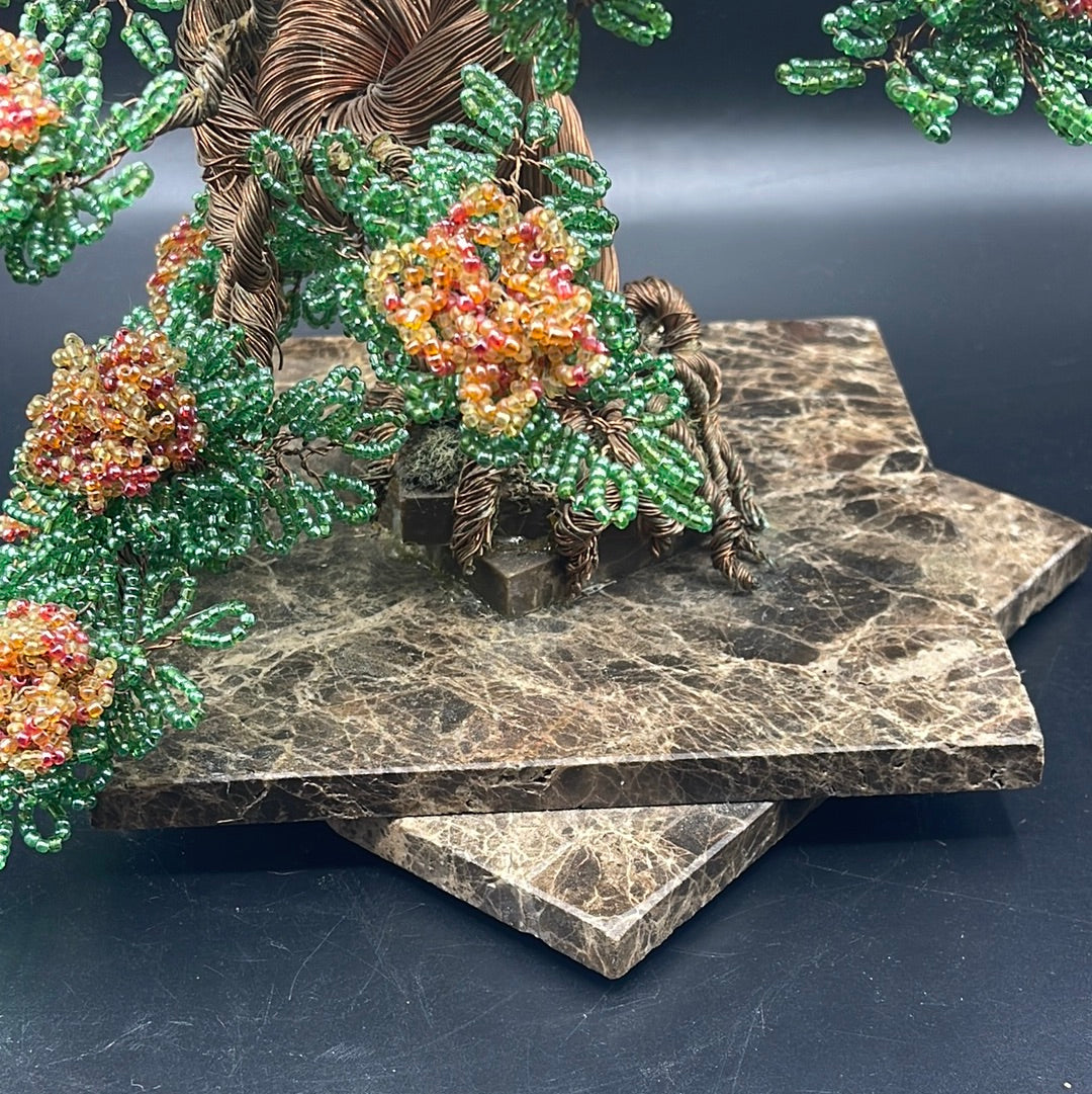 Artisan Copper Wire and Bead Bonsai Tree