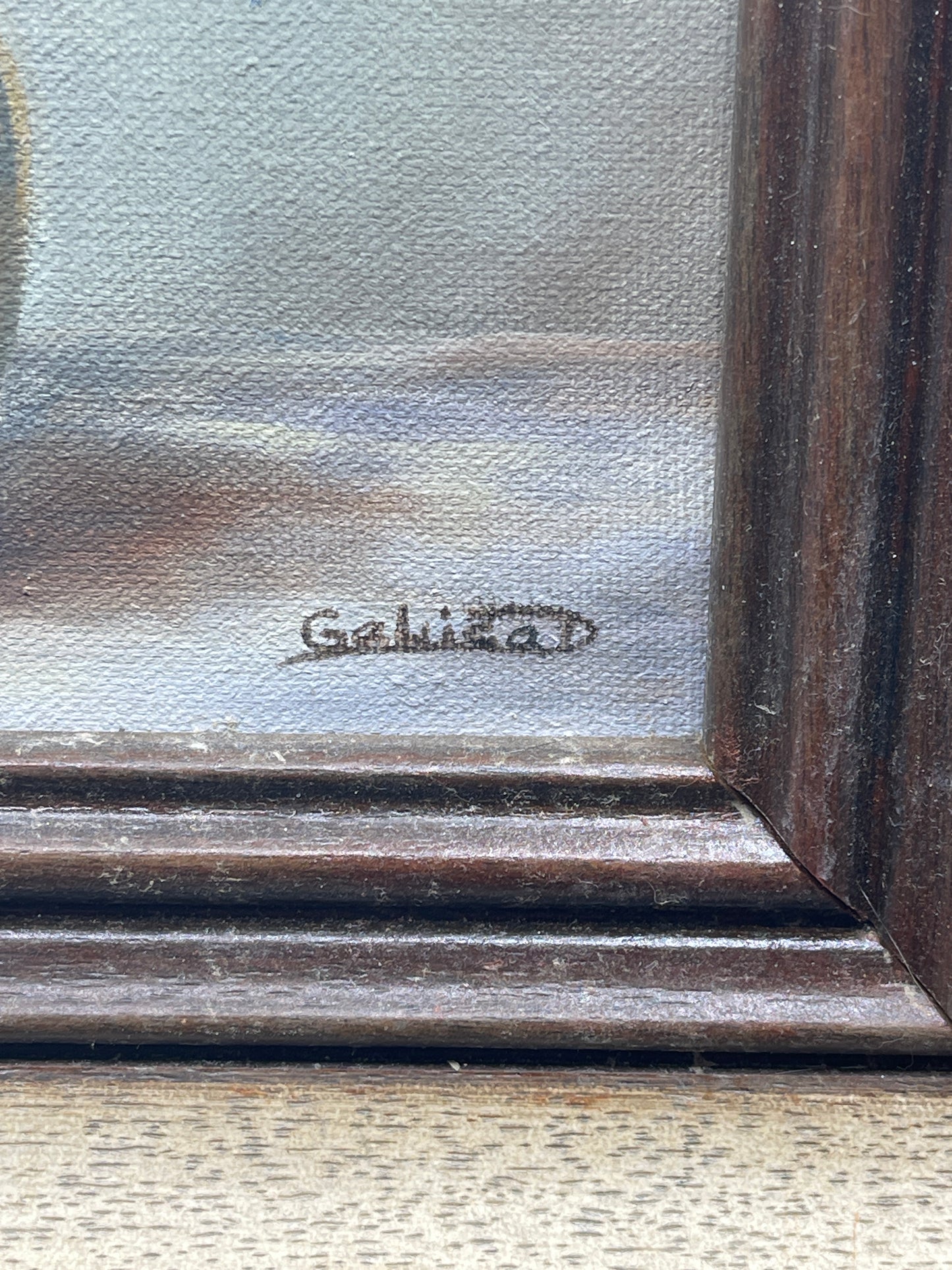 Blue Daisies Framed Oil on Canvas Painting