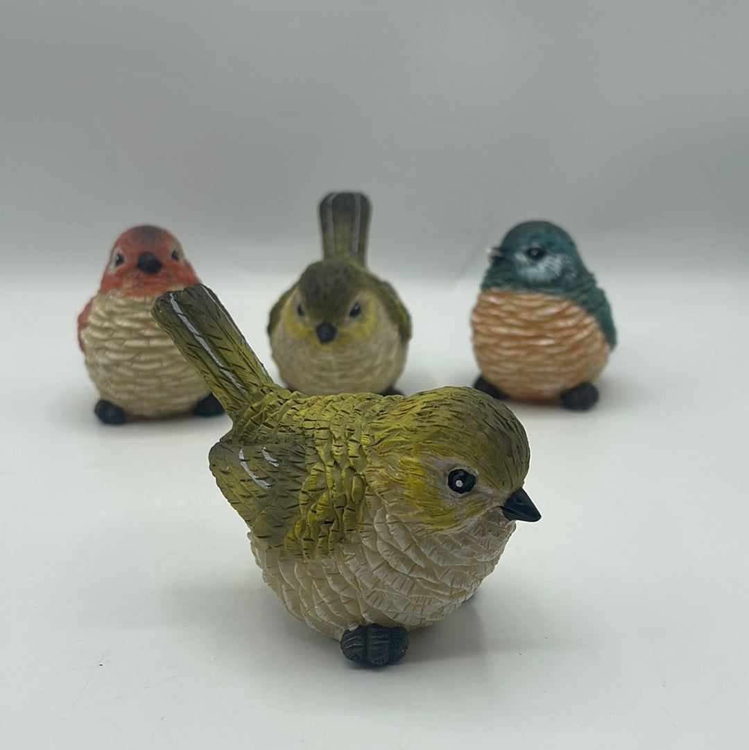 Resin Chubby Bird Figurines - set of 4
