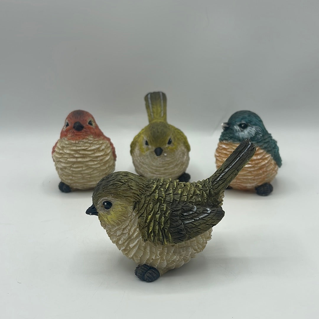 Resin Chubby Bird Figurines - set of 4