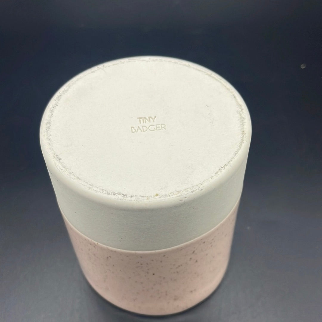 Tiny Badger Pink and Unglazed Ceramic Cup