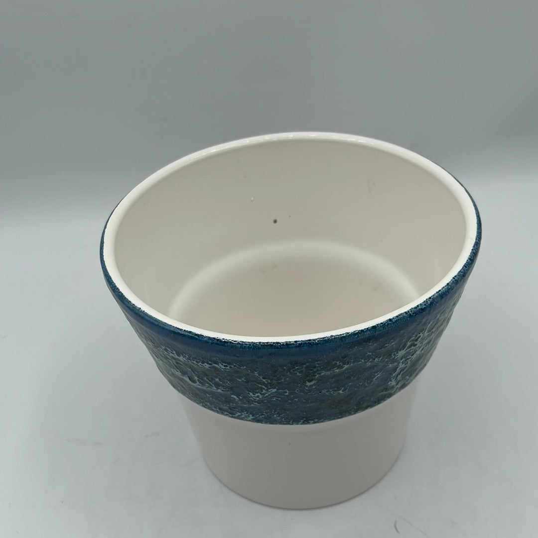 Blue Drip Glaze and White Ceramic Planter
