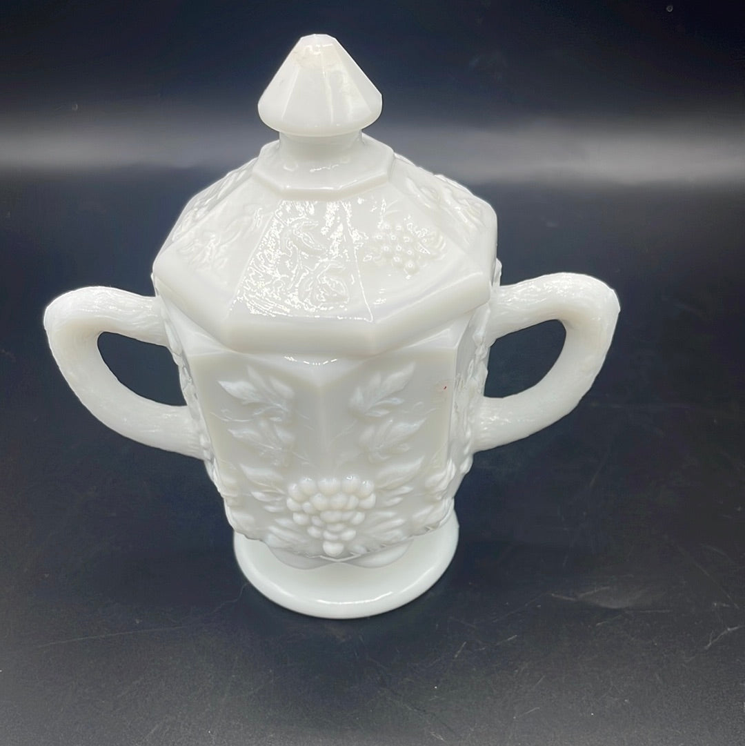 Vintage Milk Glass Creamer and Lidded Sugar Bowl