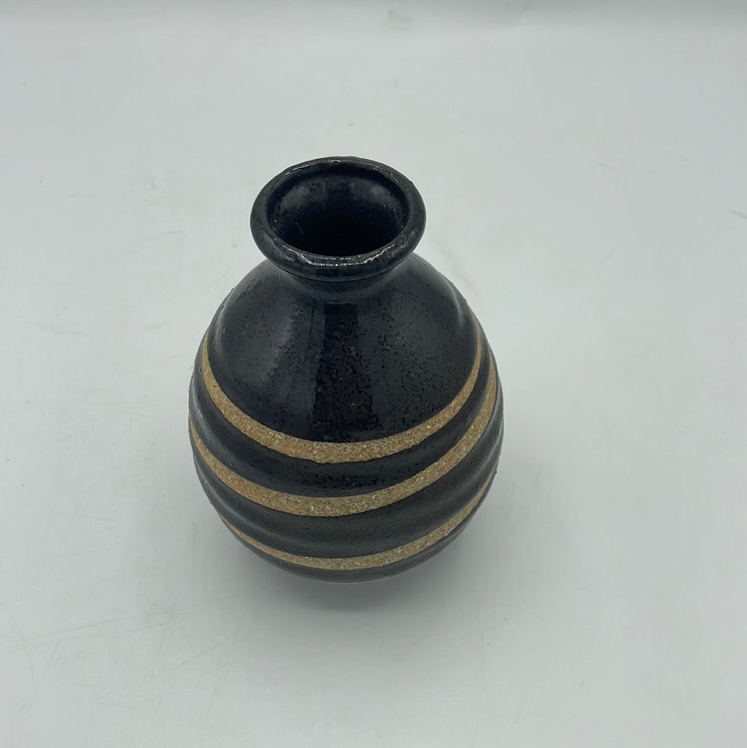 Art Pottery Vase with Brown Swirl