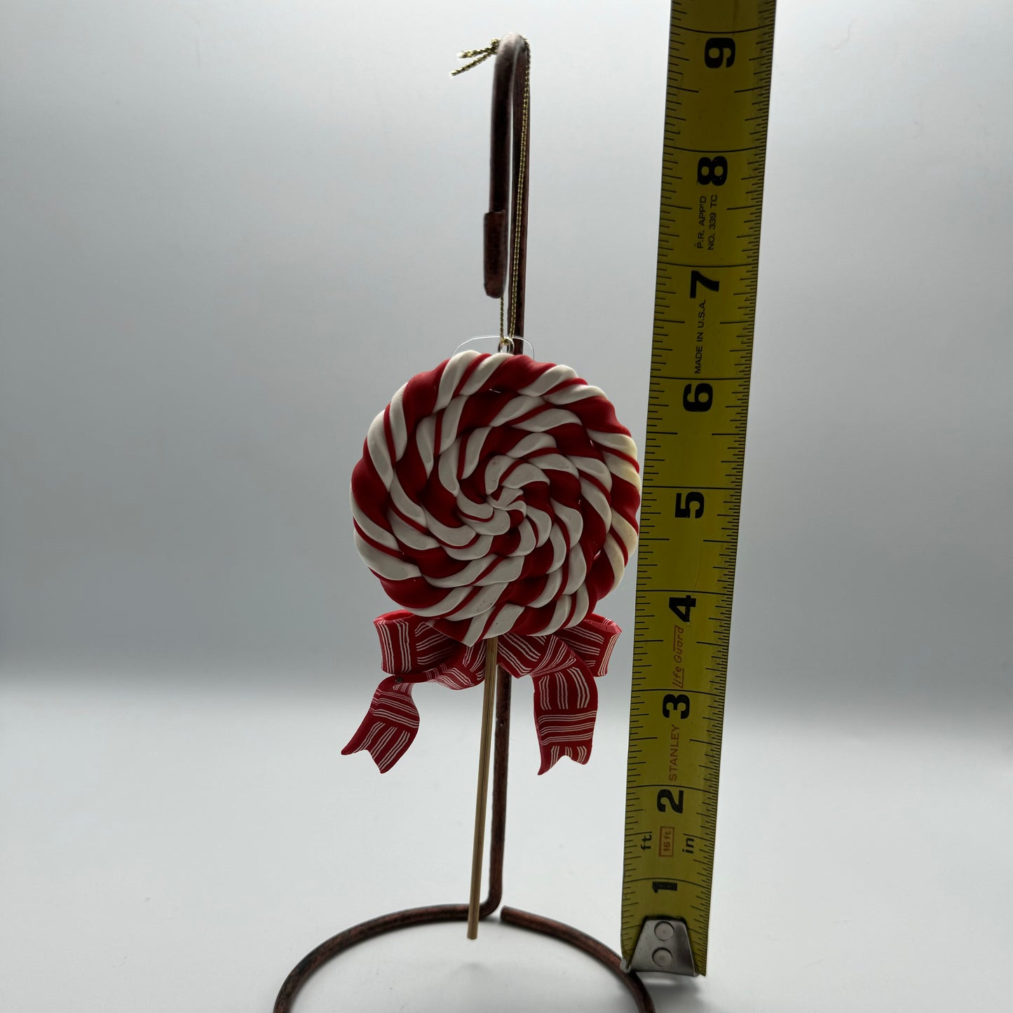 Handmade Ceramic Red and White Lollipop
