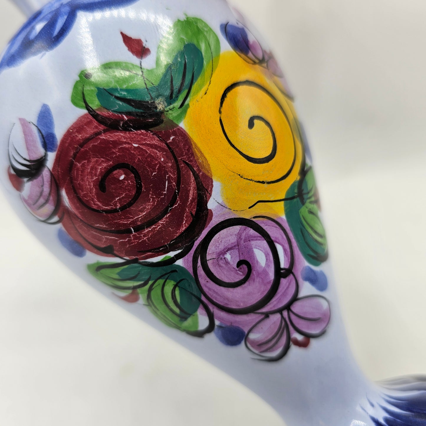 Blue Hand Painted Urn Style Vase - Made in Portugal