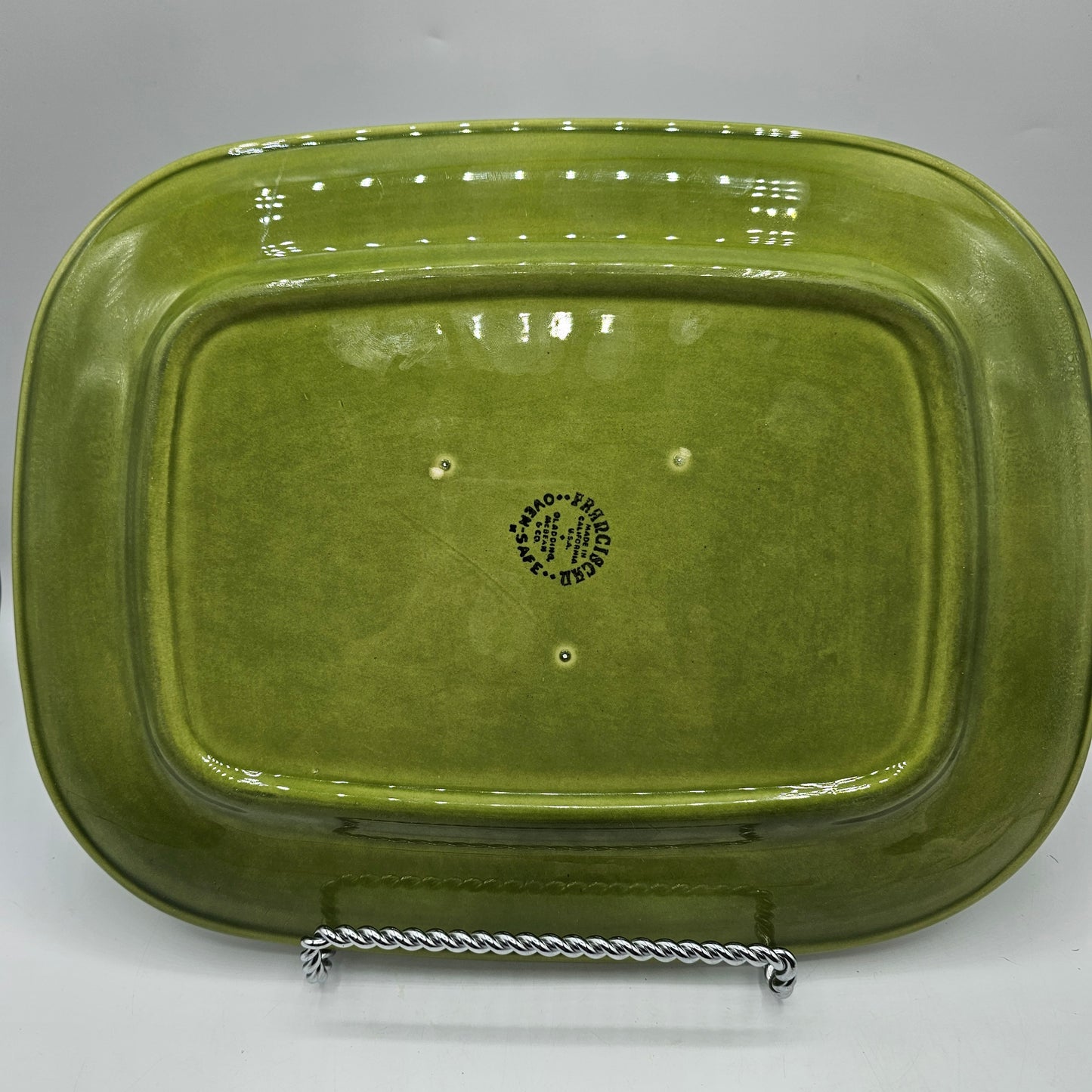 Franciscan Green Wheat Sheaf Ceramic Serving Platter Dish / Fall Decor