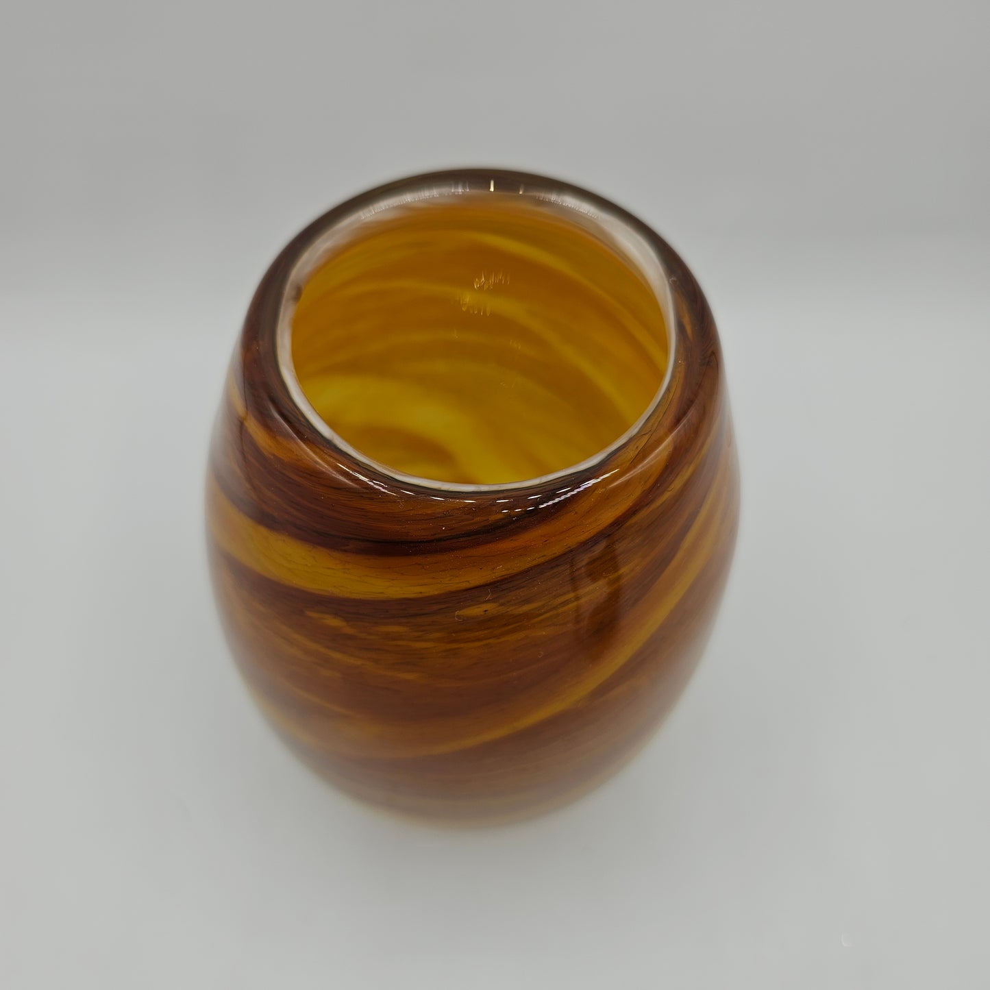 Anchor Bend Glassworks Mooring Votive Amber Swirl Candle Holder - Signed