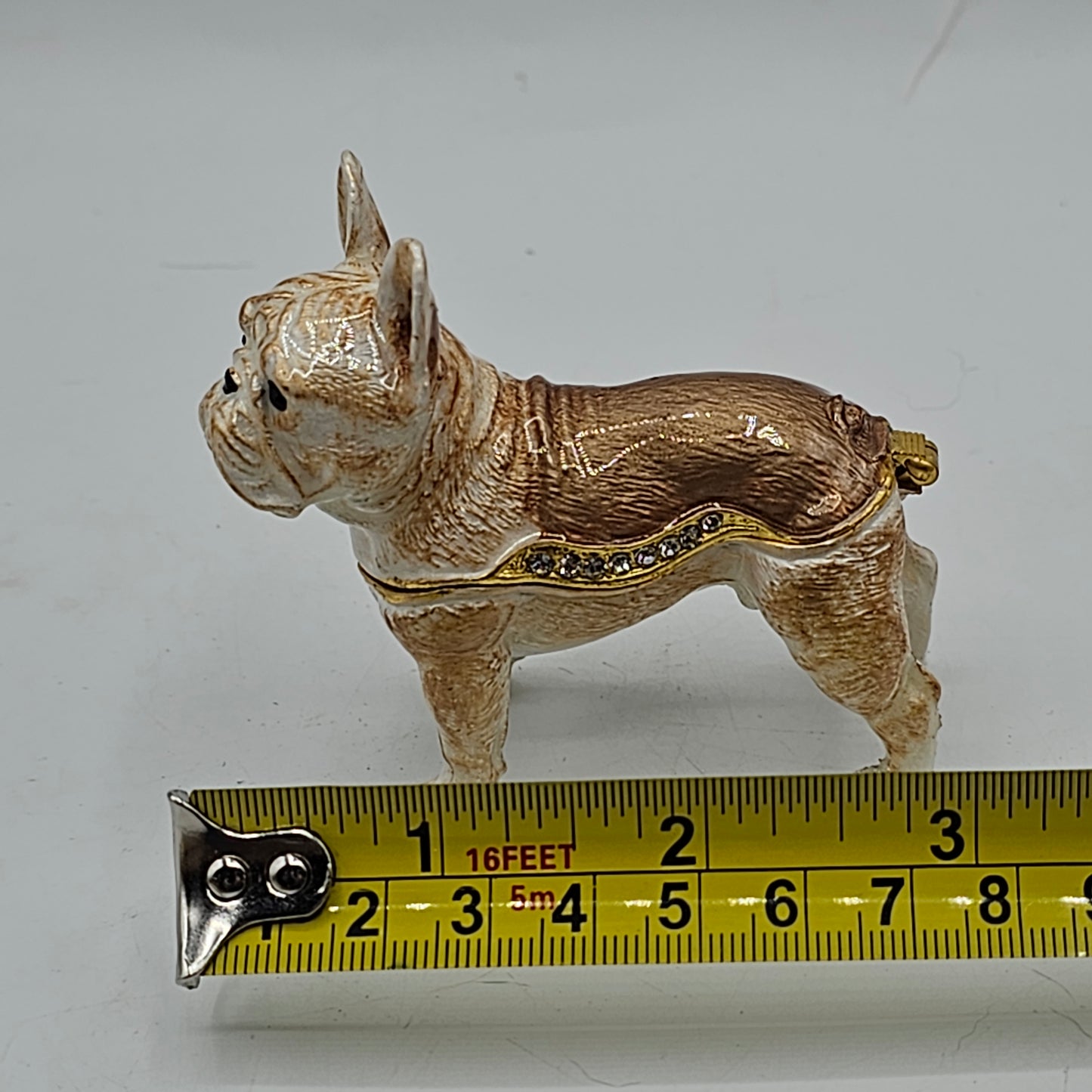 Bulldog Enameled Metal Trinket Box with Hinged Lid #2