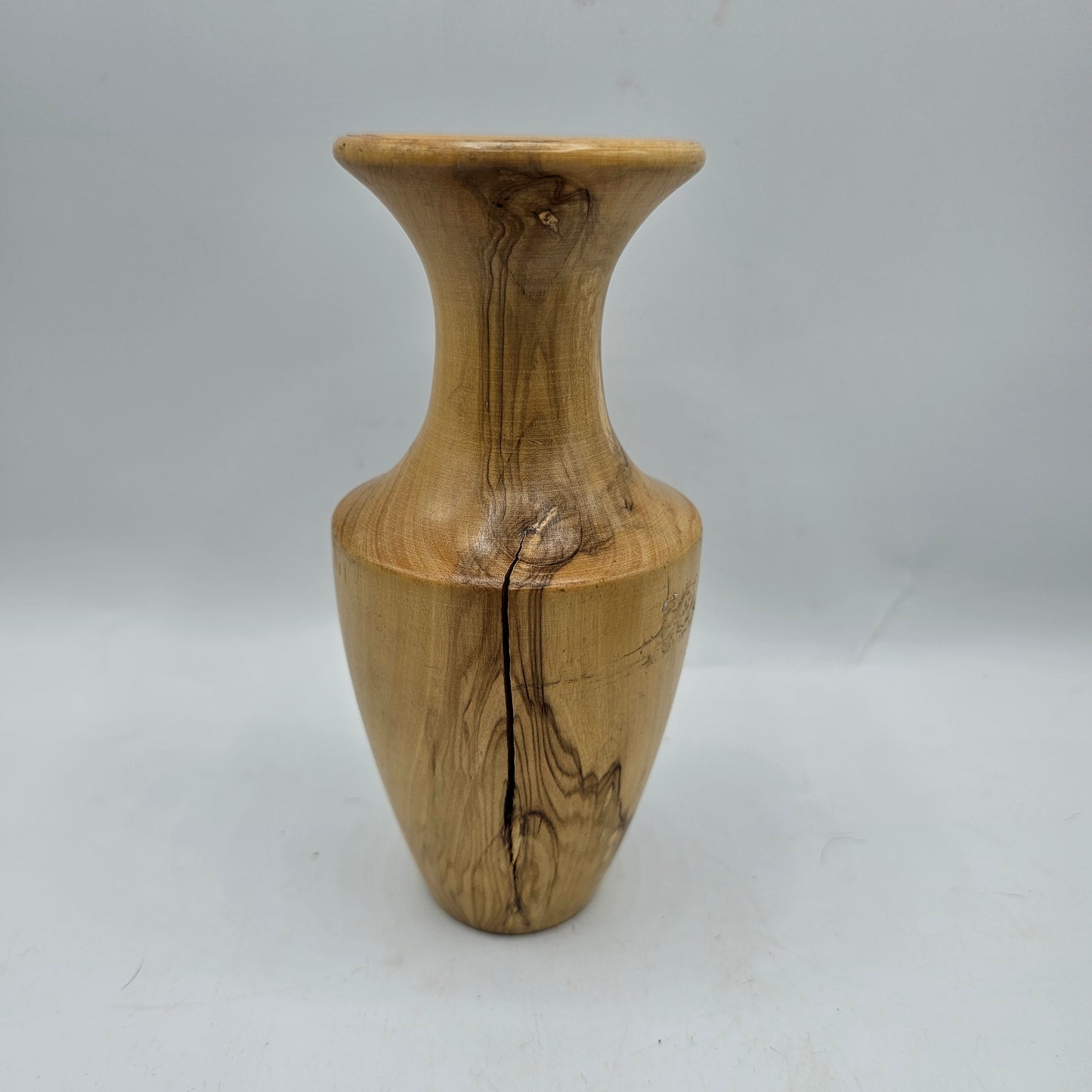 Turned Wood Vase with Glass Insert