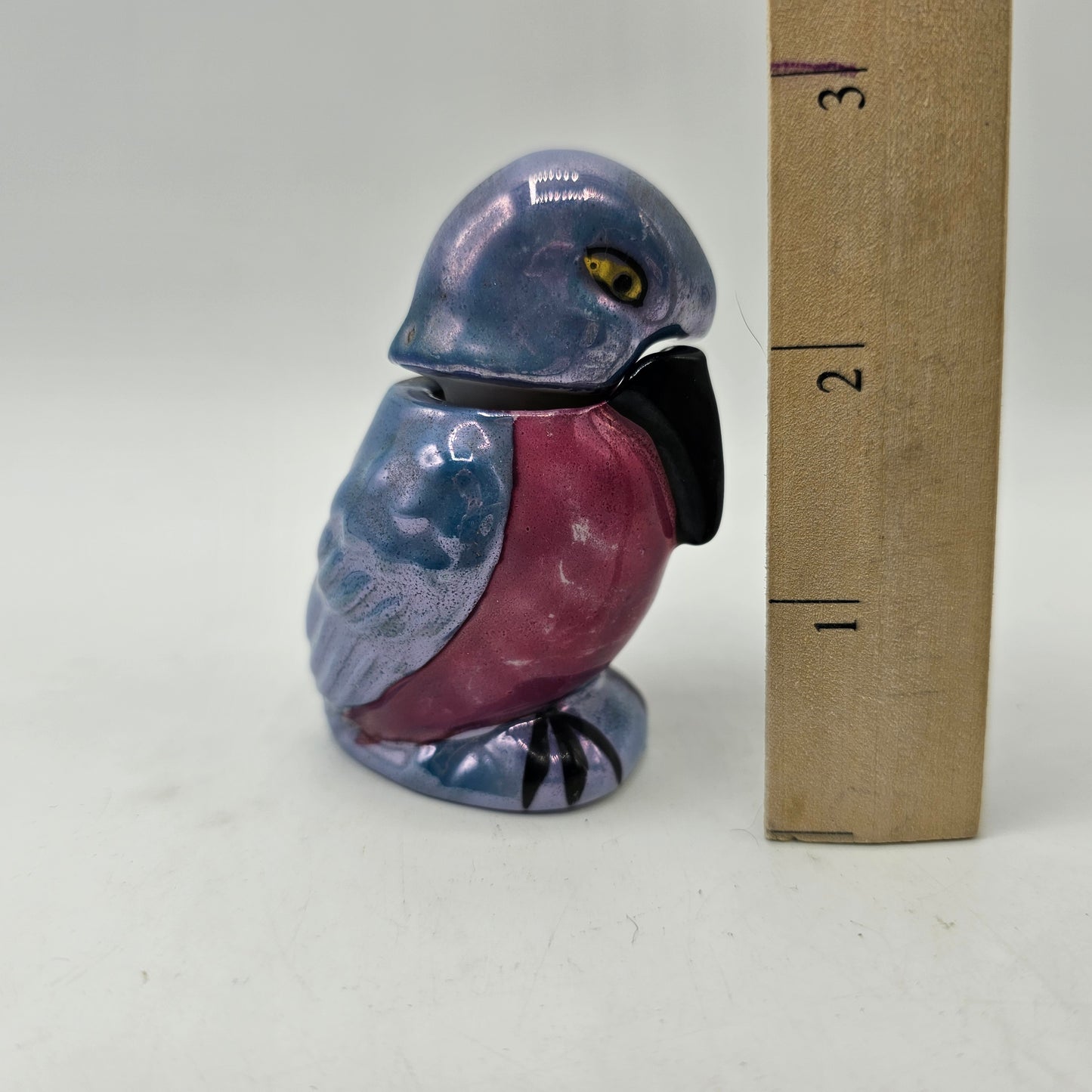 Vintage Porcelain Lusterware Kingfisher Bird Lidded Jar for Condiments