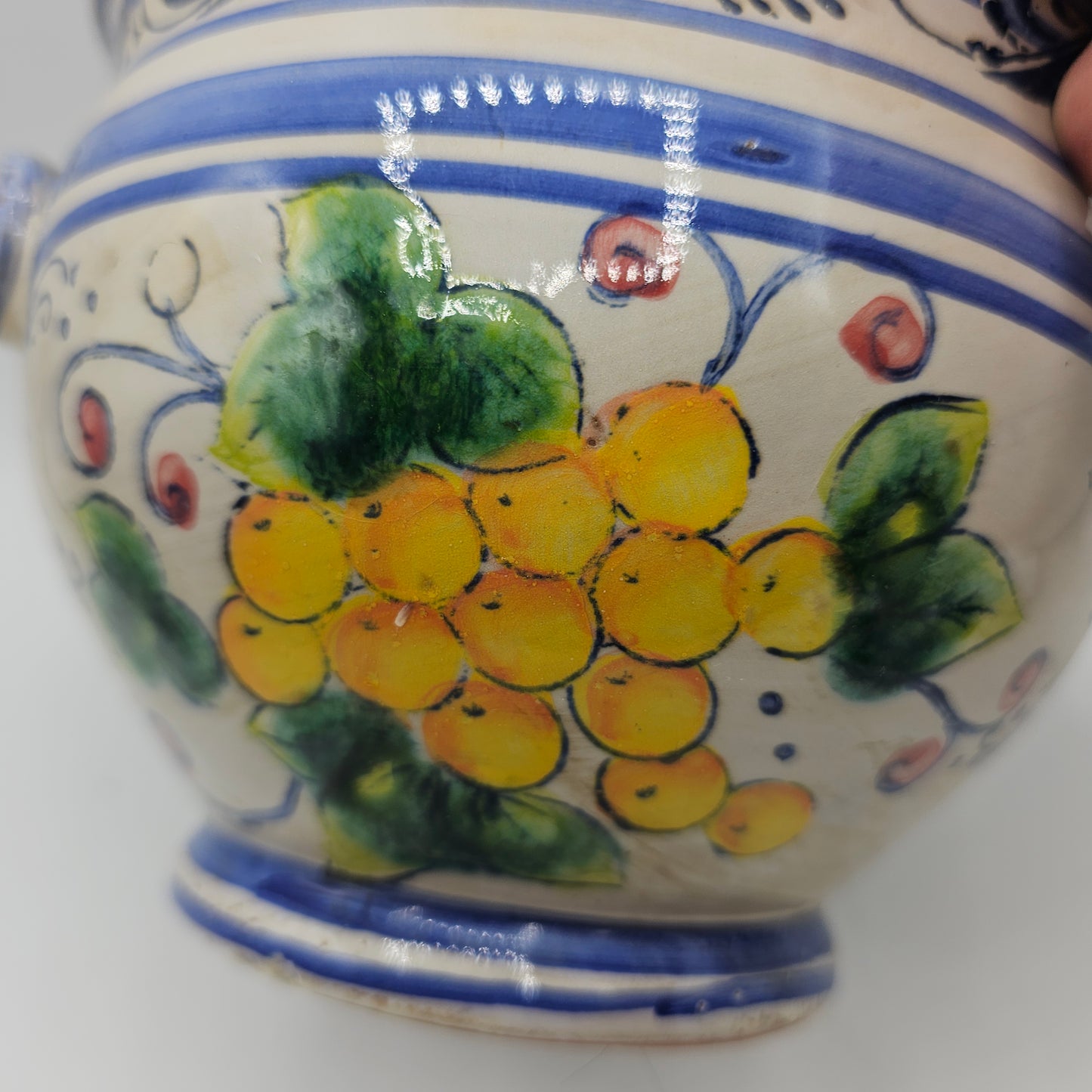Maxcera Blue /White Floral Ceramic Planter
