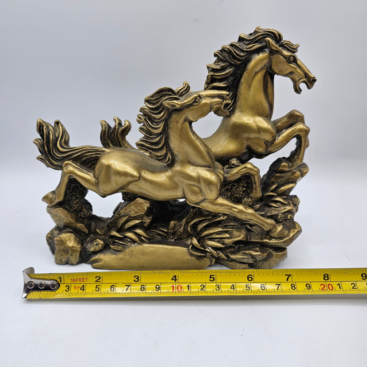 Bronze Finish Horse Statue Mid Century Style Wild Stallion Sculpture