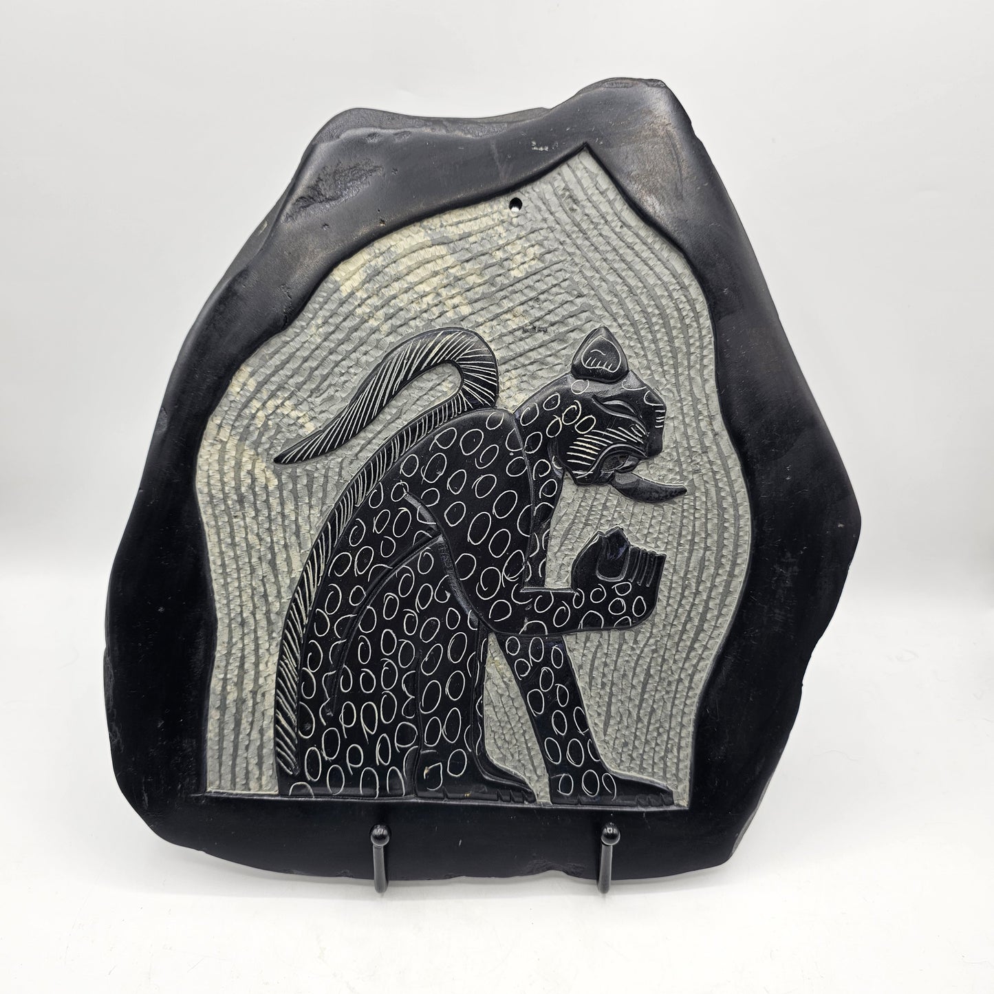 The Jaguar - Artisan Etching on Slate by Elvin Camal, San Jose Succotz, Belize