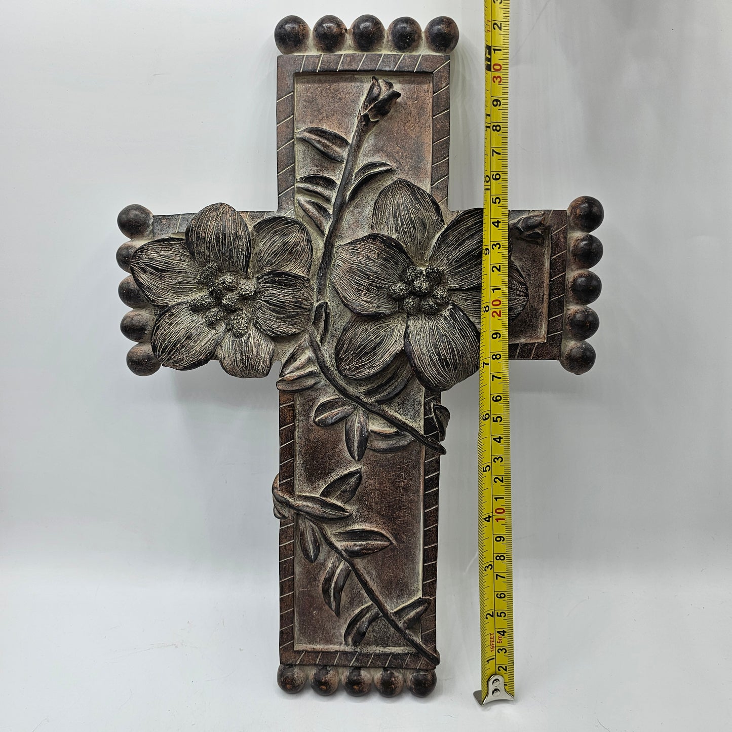 Black Resin Floral Wall Cross