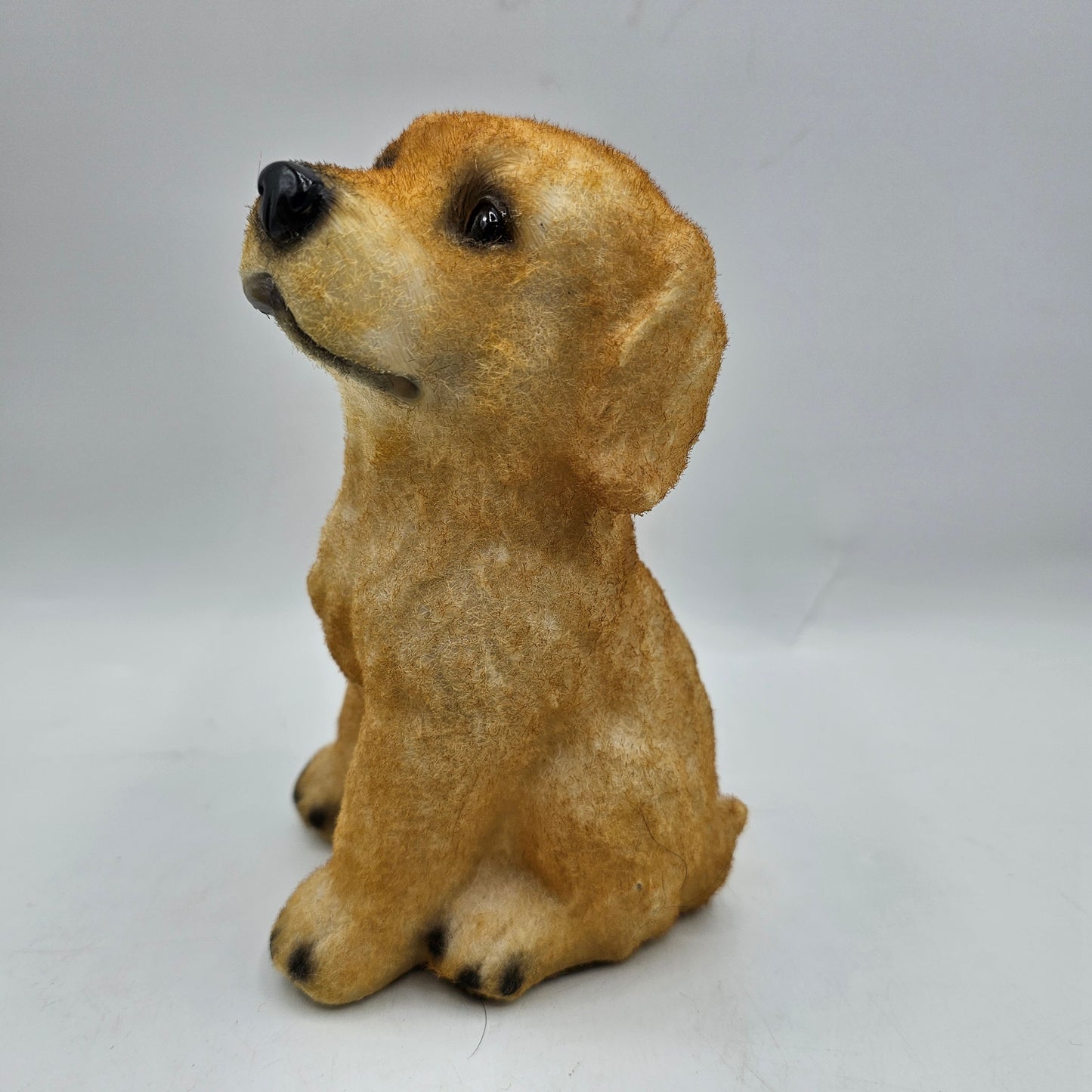Flocked Golden Retriever / Yellow Labrador Puppy Dog Figurine